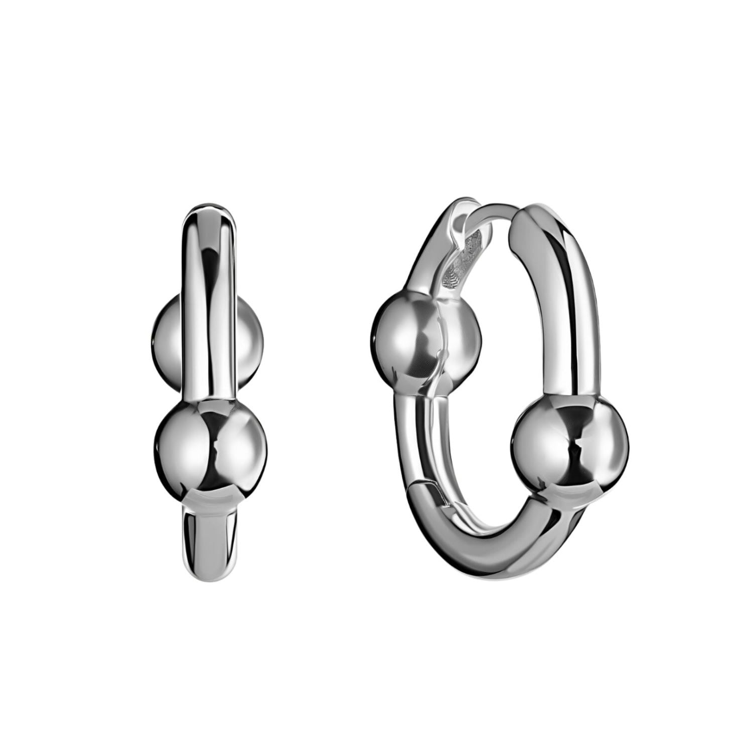 Leclat Double Ball Silver Earrings
