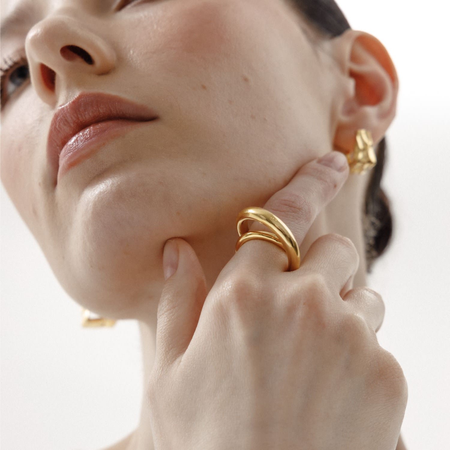 Leclat Thick Double Layer Gold Ring