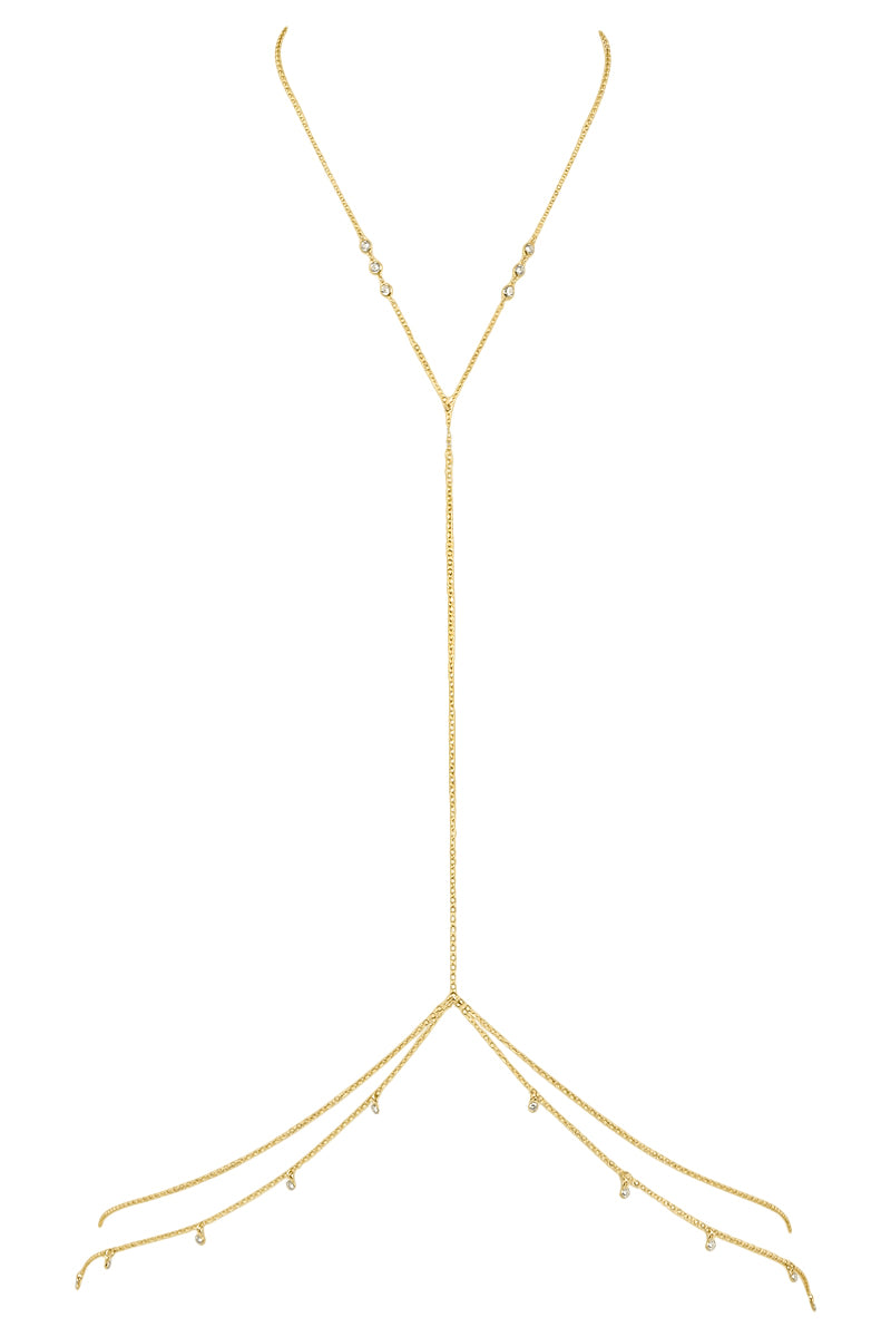 Leigh Cz Gemstone & Gold Body Chain & Necklace
