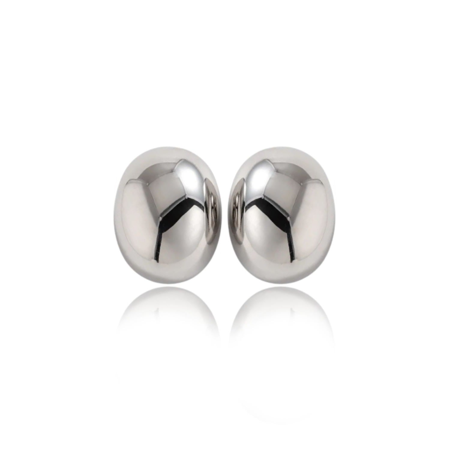 Leigh Wide Dome Earrings - Silver