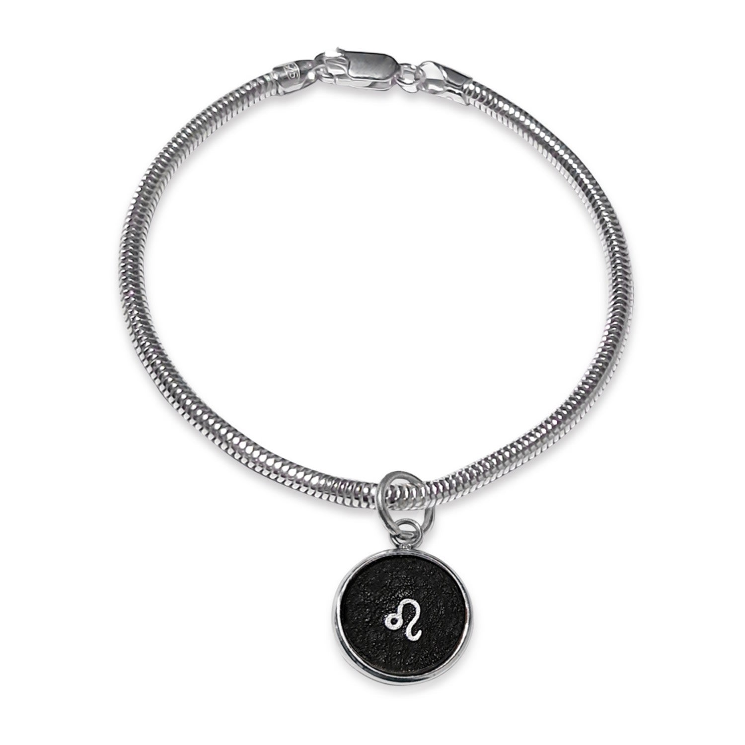 Leo Zodiac Astrolab Leather & Sterling Silver Bracelet