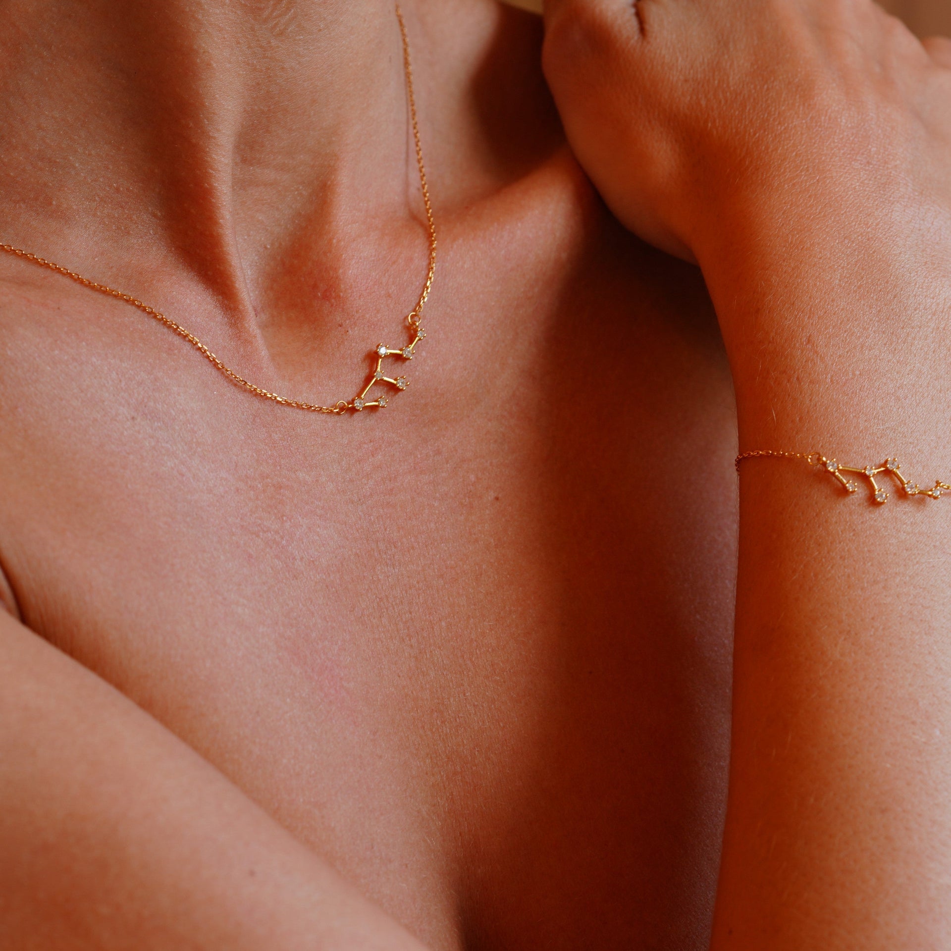 Leo Zodiac Constellation Necklace In Gold