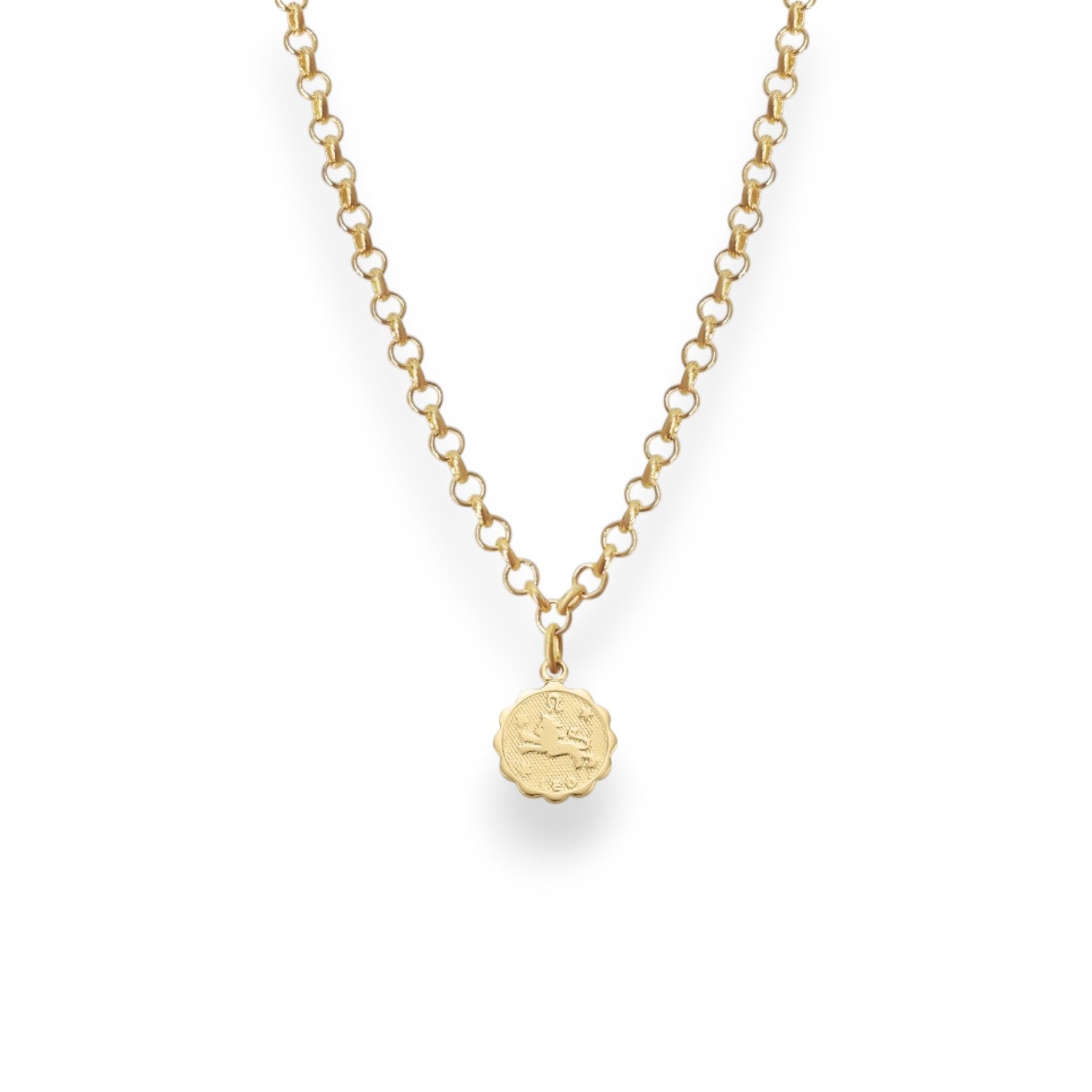 Leo Zodiac Mini Medallion Chain Necklace