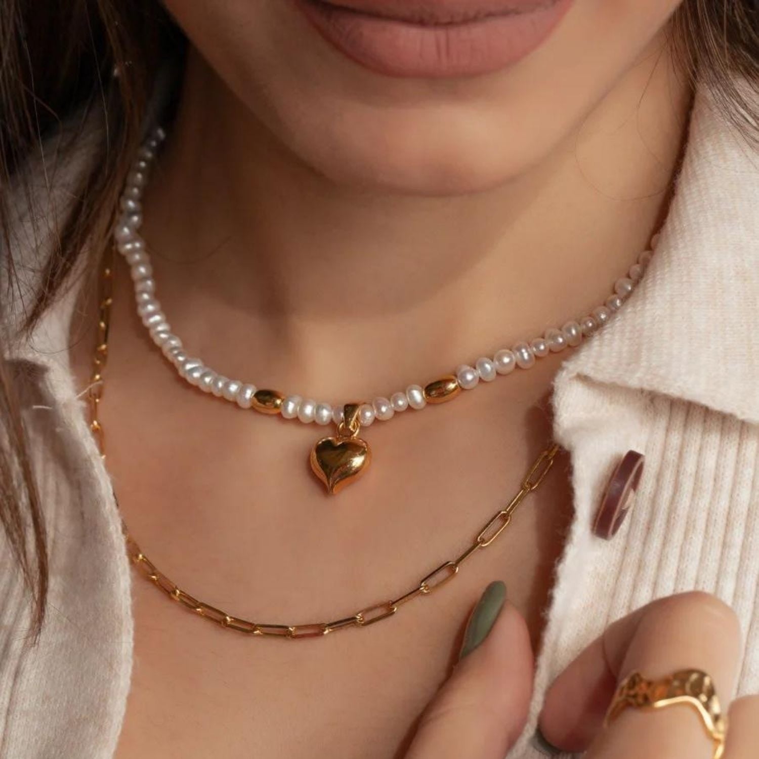 Letsy Heart Pearl Necklace