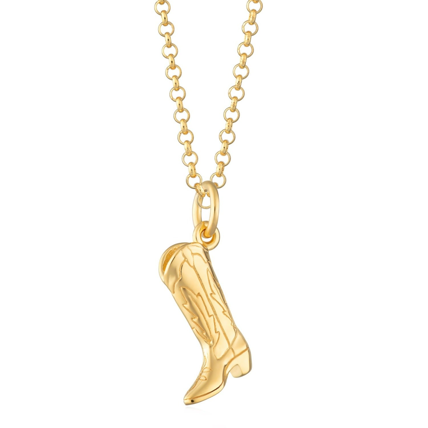 Gold Cowboy Boot Charm Necklace