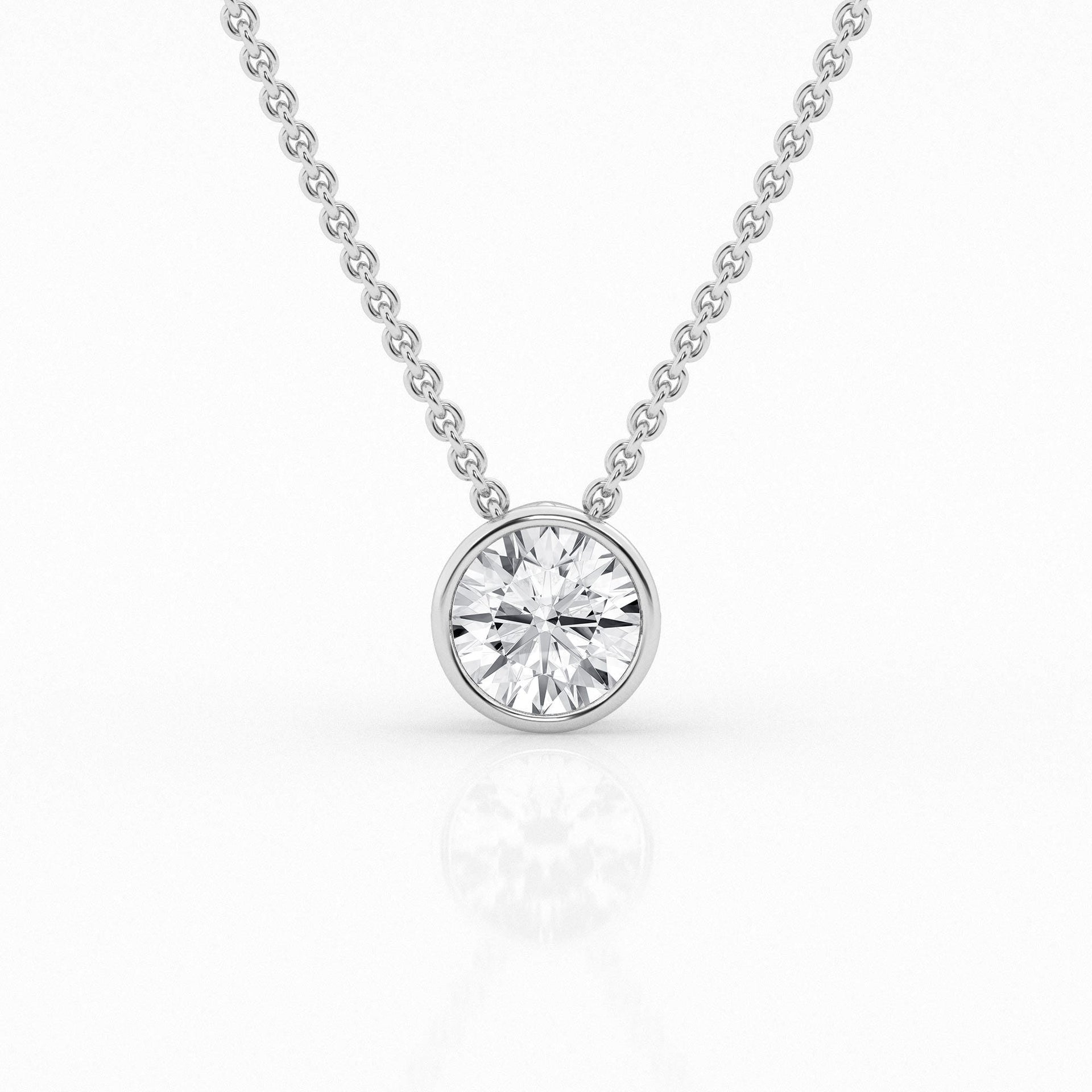 1 ct Round Lab Diamond Centre Stone Bezel Pendant by Mercury Rings