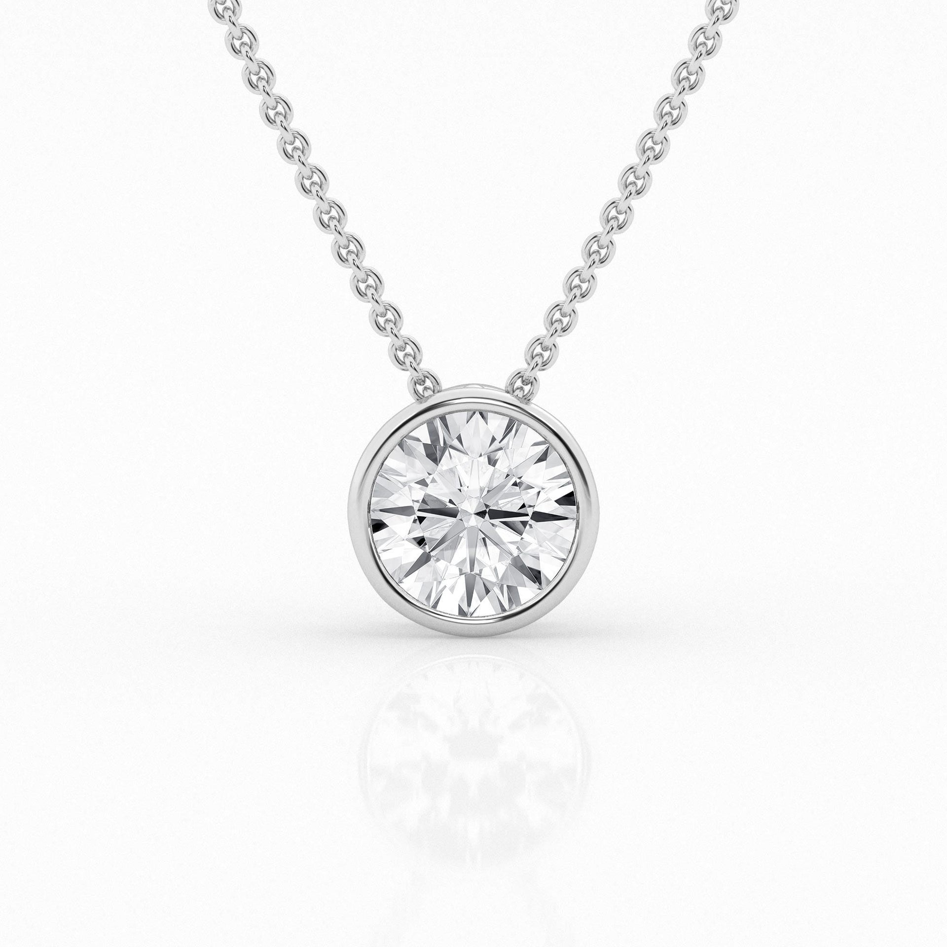 2 ct Round Lab Diamond Centre Stone Bezel Pendant by Mercury Rings