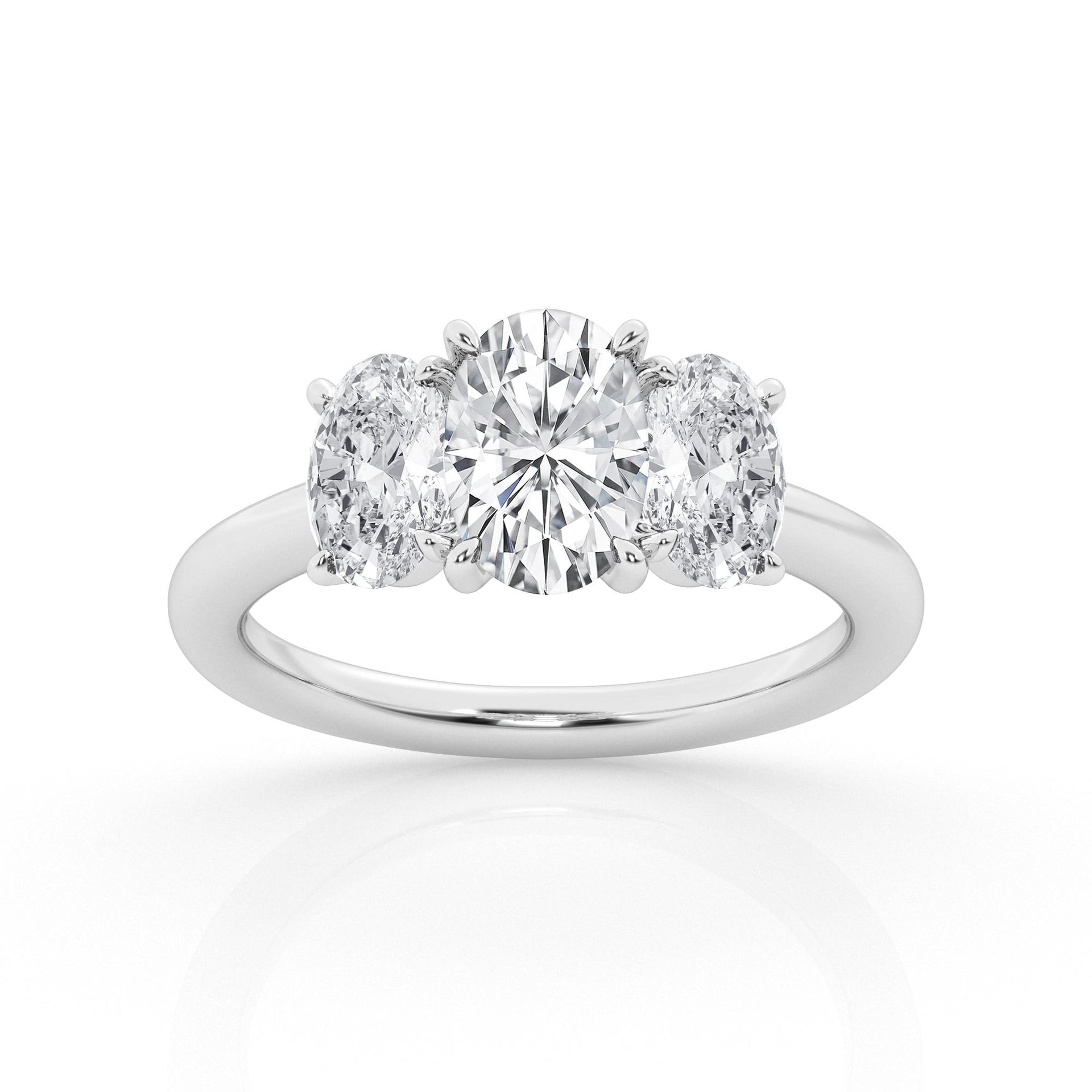 3.00 cttw 3 stone Ring with 1.50 ct Oval Lab Diamond Center Stone by Mercury Rings