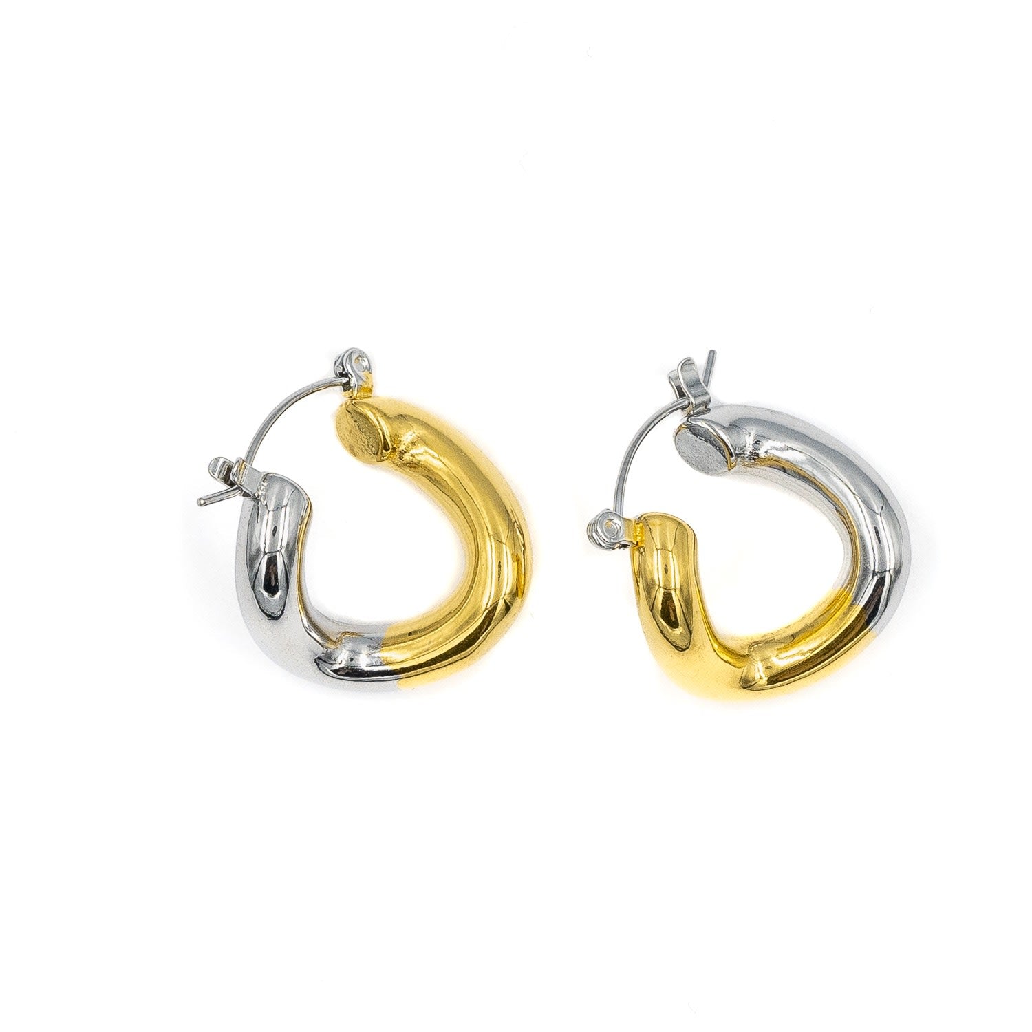 Mixed Metal Twisted Hoop Earrings