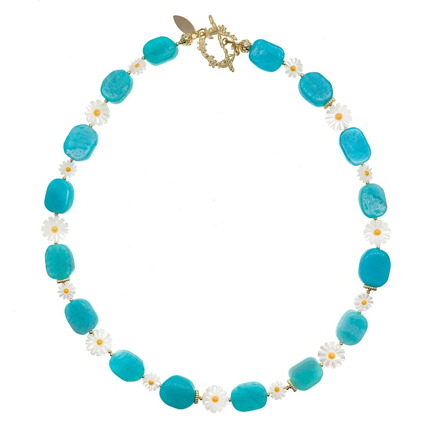 Amazonite With Foral Shells Short Necklace