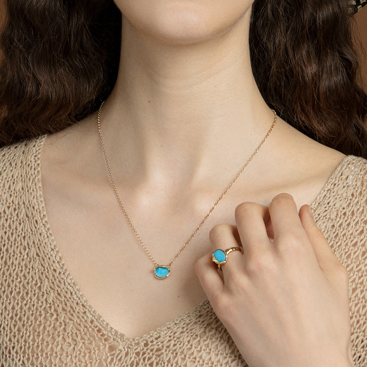 Ad Astra Gold-Plated Turquoise Ring