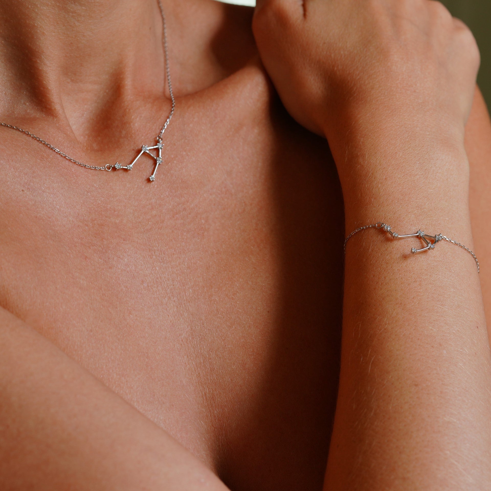 Libra Zodiac Constellation Necklace In Silver