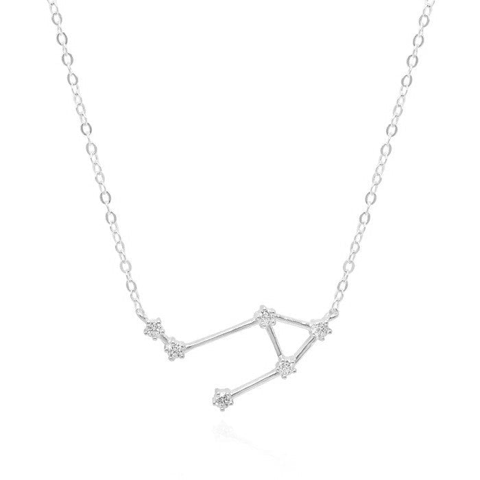 Libra Zodiac Constellation Necklace In Silver