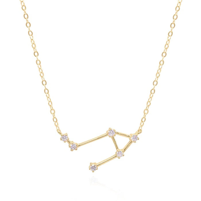 Libra Zodiac Constellation Necklace In Gold