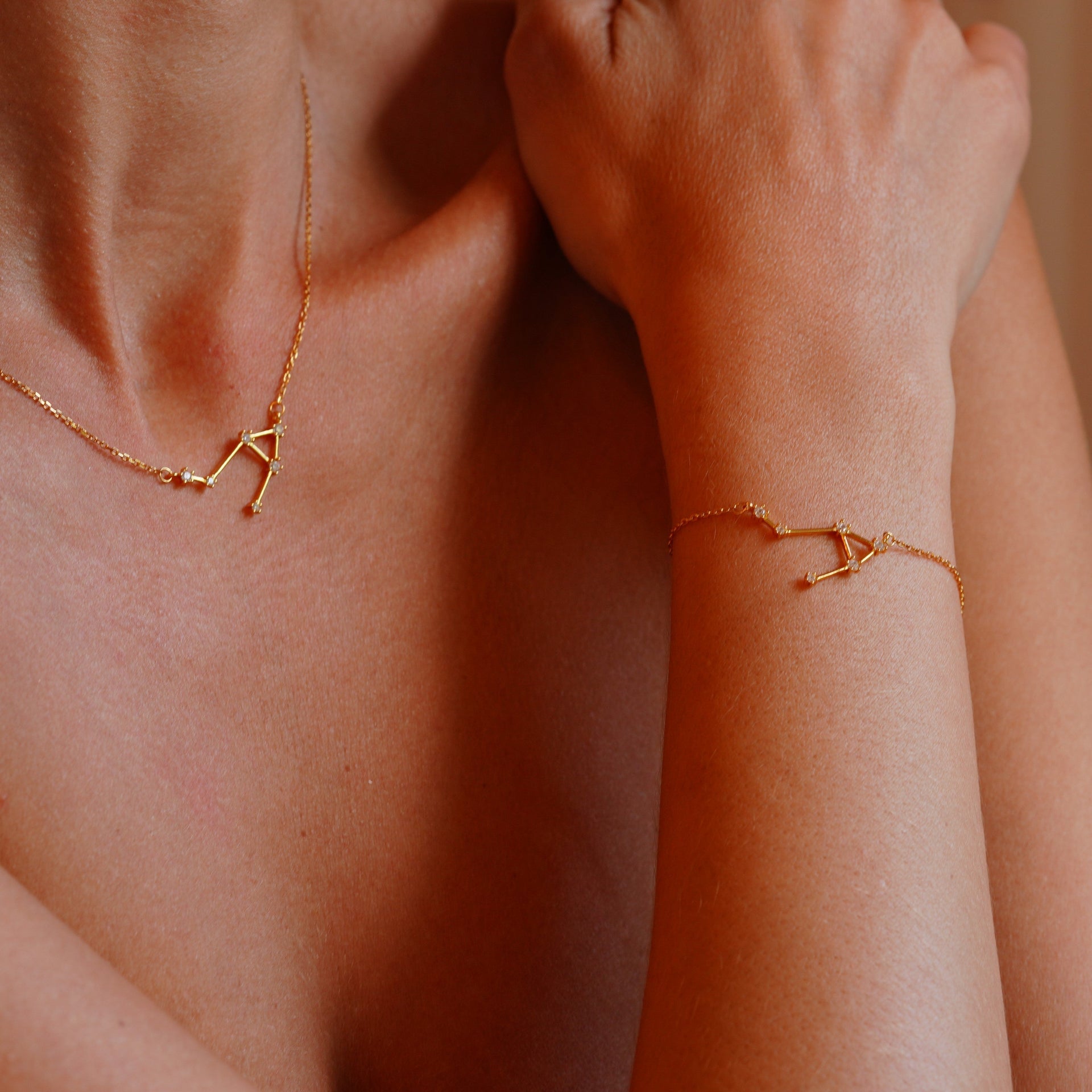 Libra Zodiac Constellation Necklace In Gold