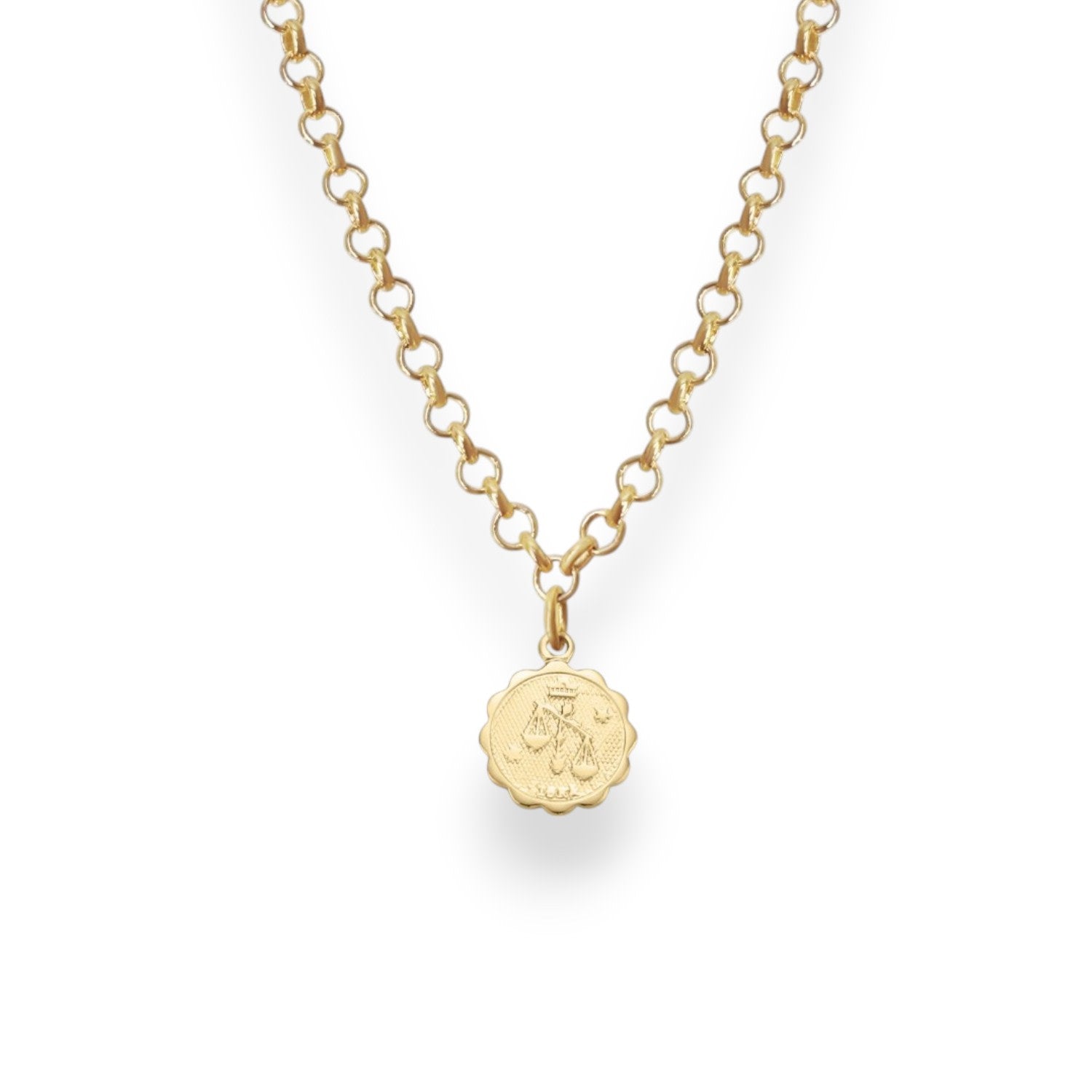 Libra Zodiac Mini Medallion Chain Necklace
