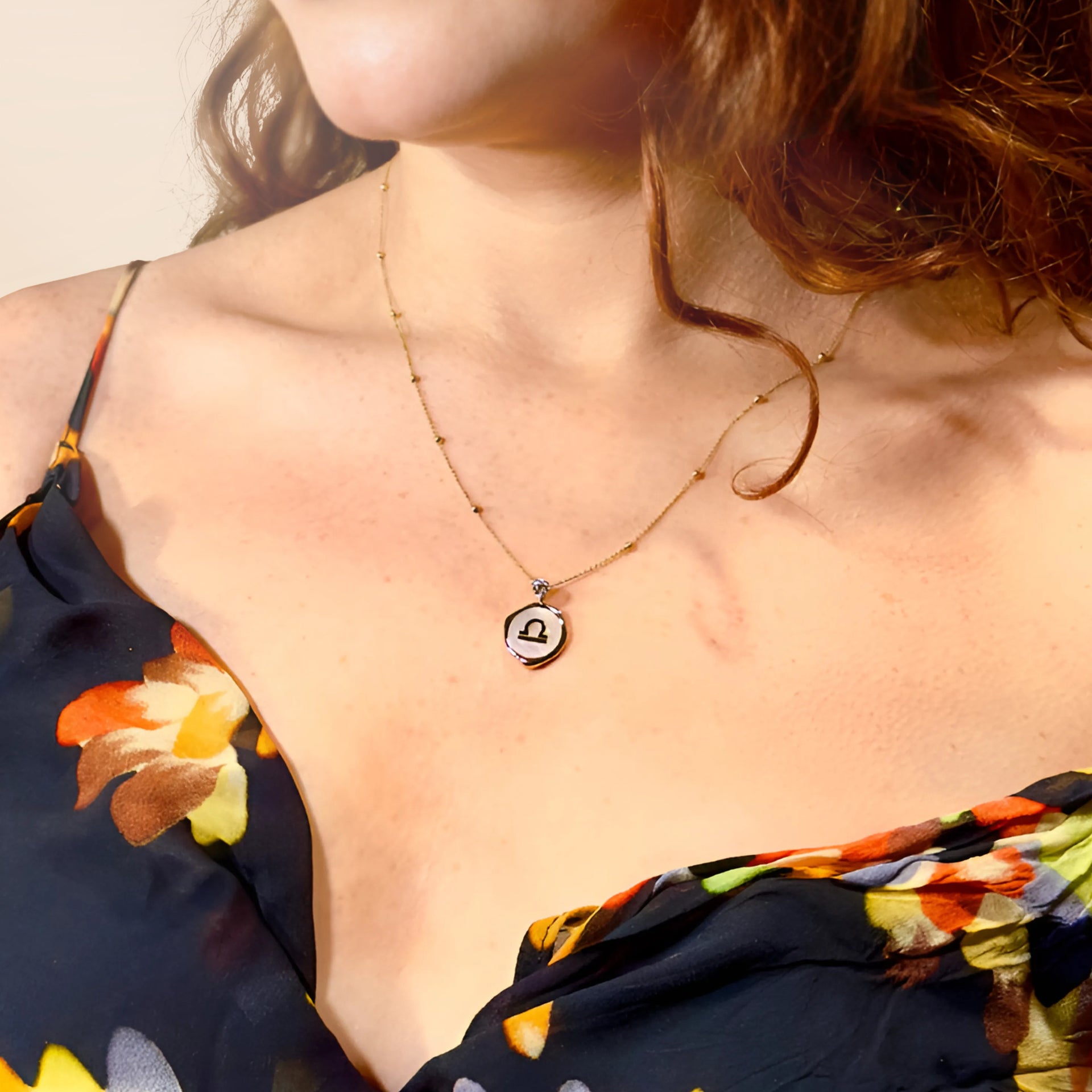 Libra Zodiac Necklace - Lab Grown Diamond Necklace In Gold Vermeil