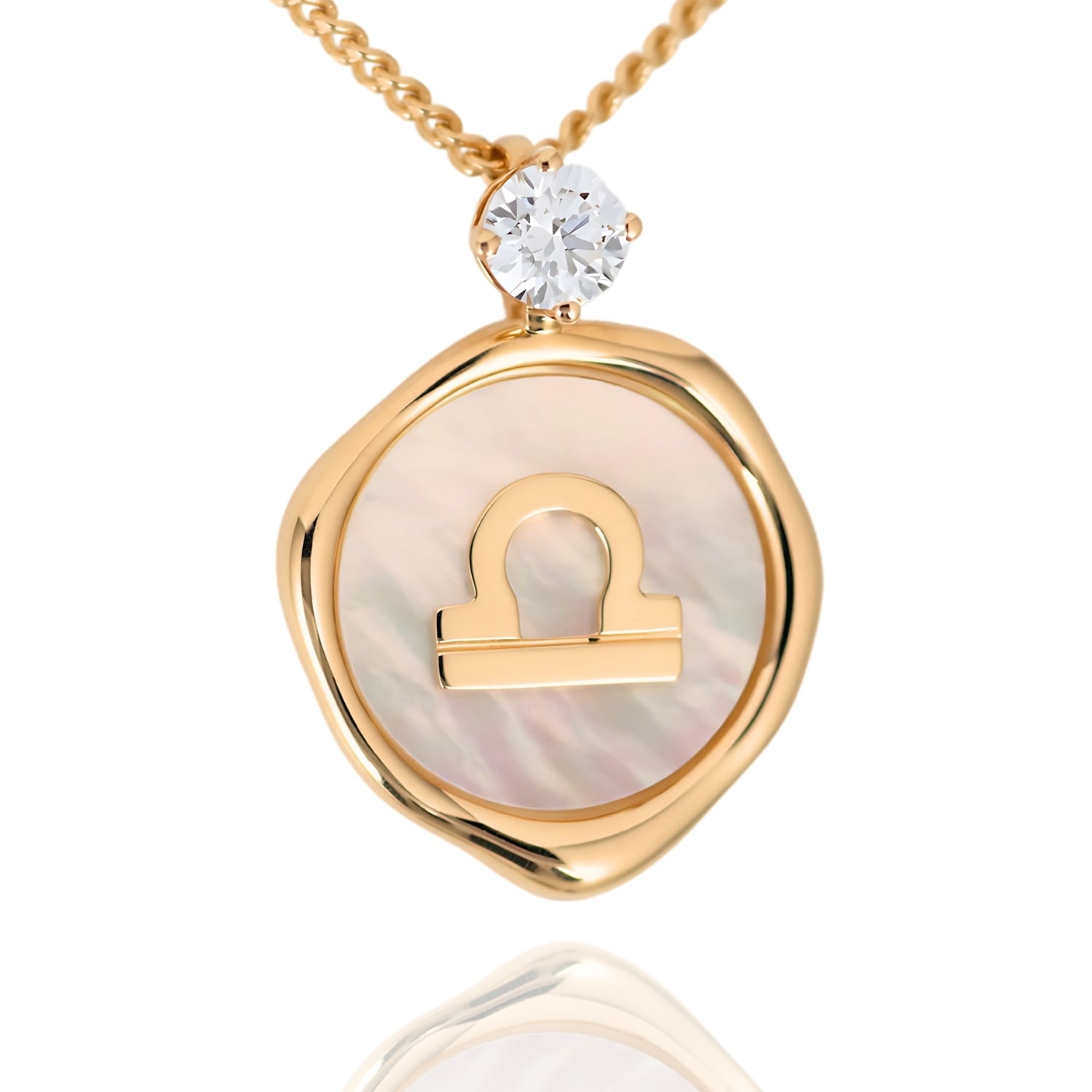 Libra Zodiac Necklace - Lab Grown Diamond Necklace In Gold Vermeil