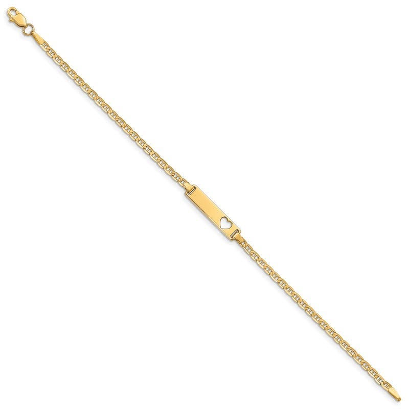 14k Cut-out Heart Anchor Link ID Bracelet