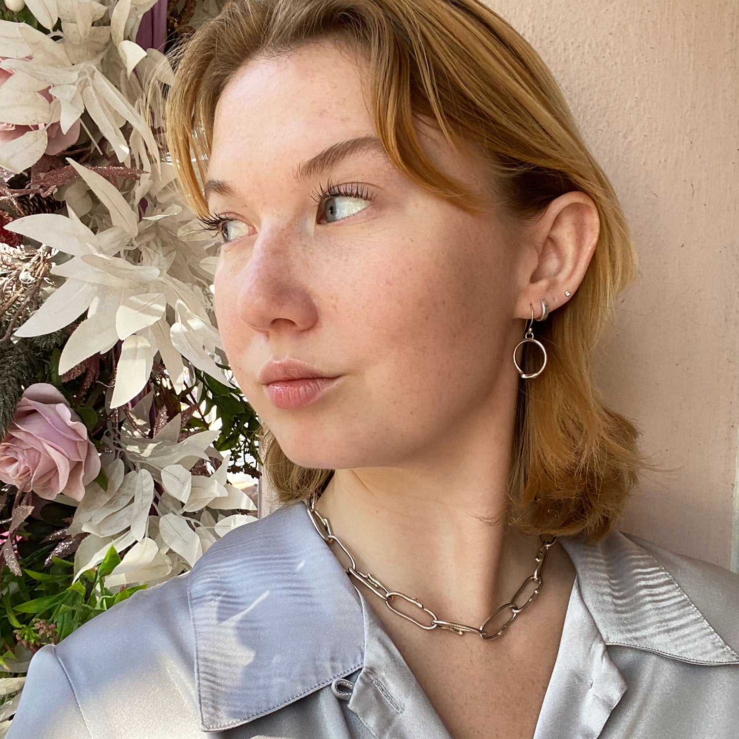 Life In Circle Earrings - Sterling Silver, Medium