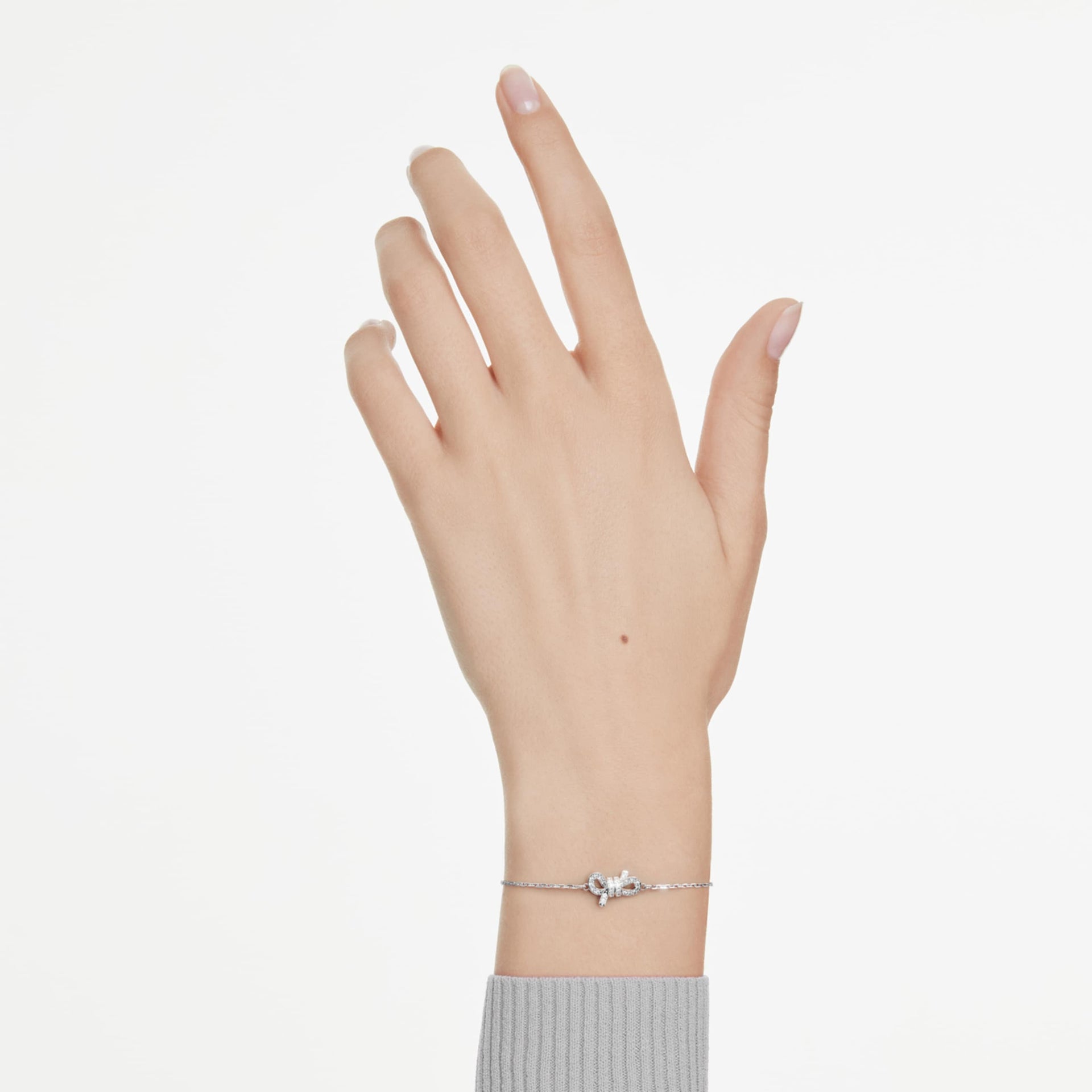 LIFELONG BRACELET PAVE BOW WHITE RHODIUM PLATED