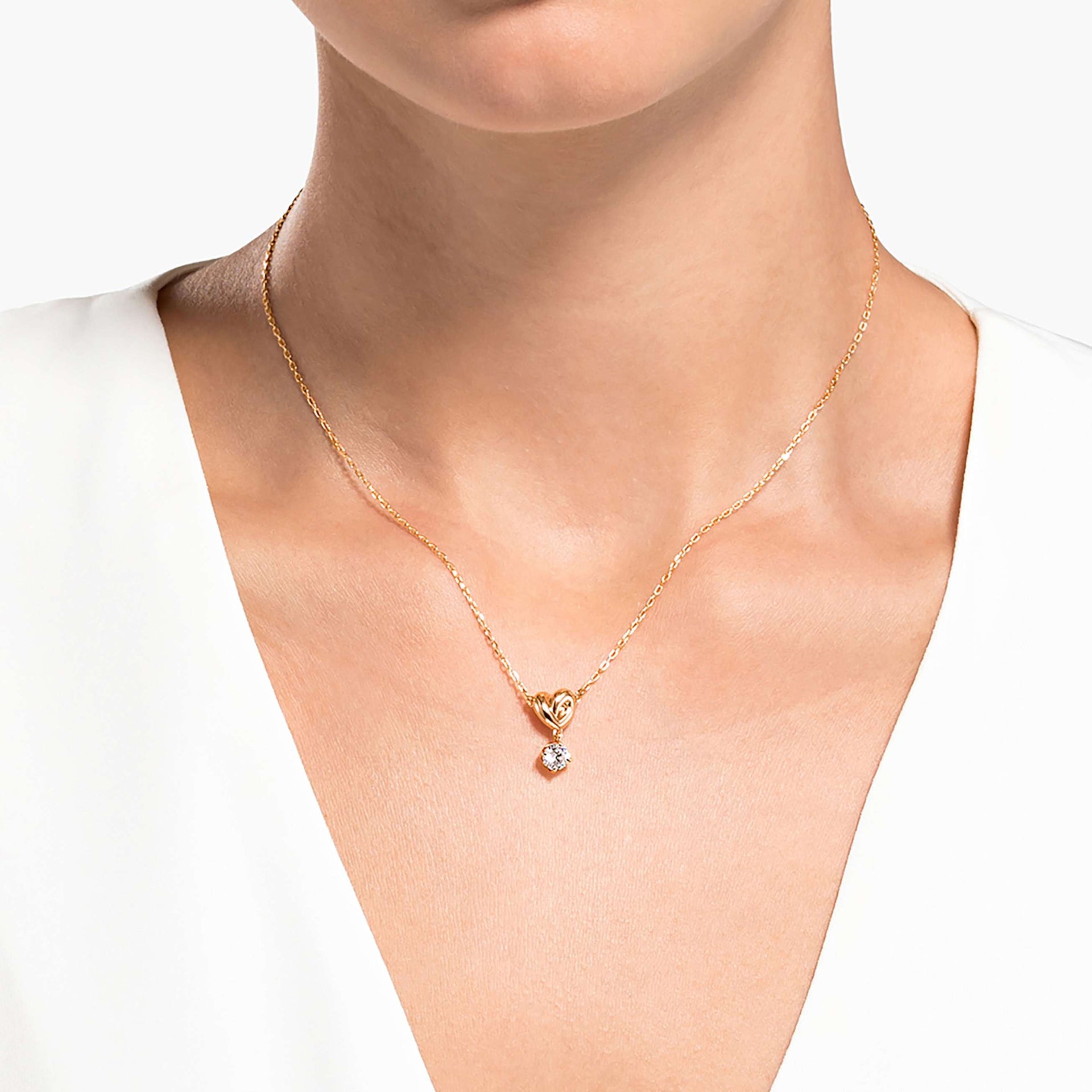LIFELONG HEART PENDANT WHITE ROSE GOLD TONE PLATED
