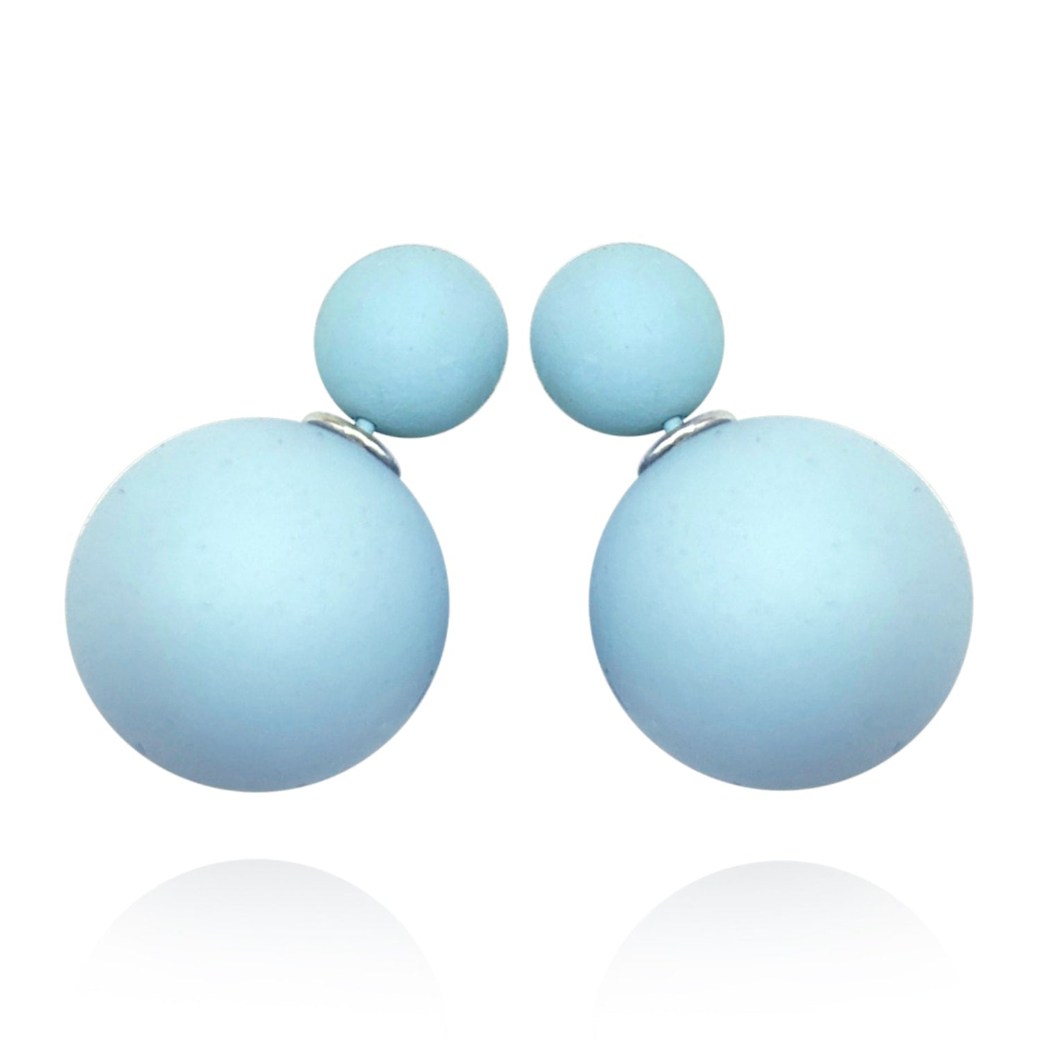 Light Blue Double Ball Earrings