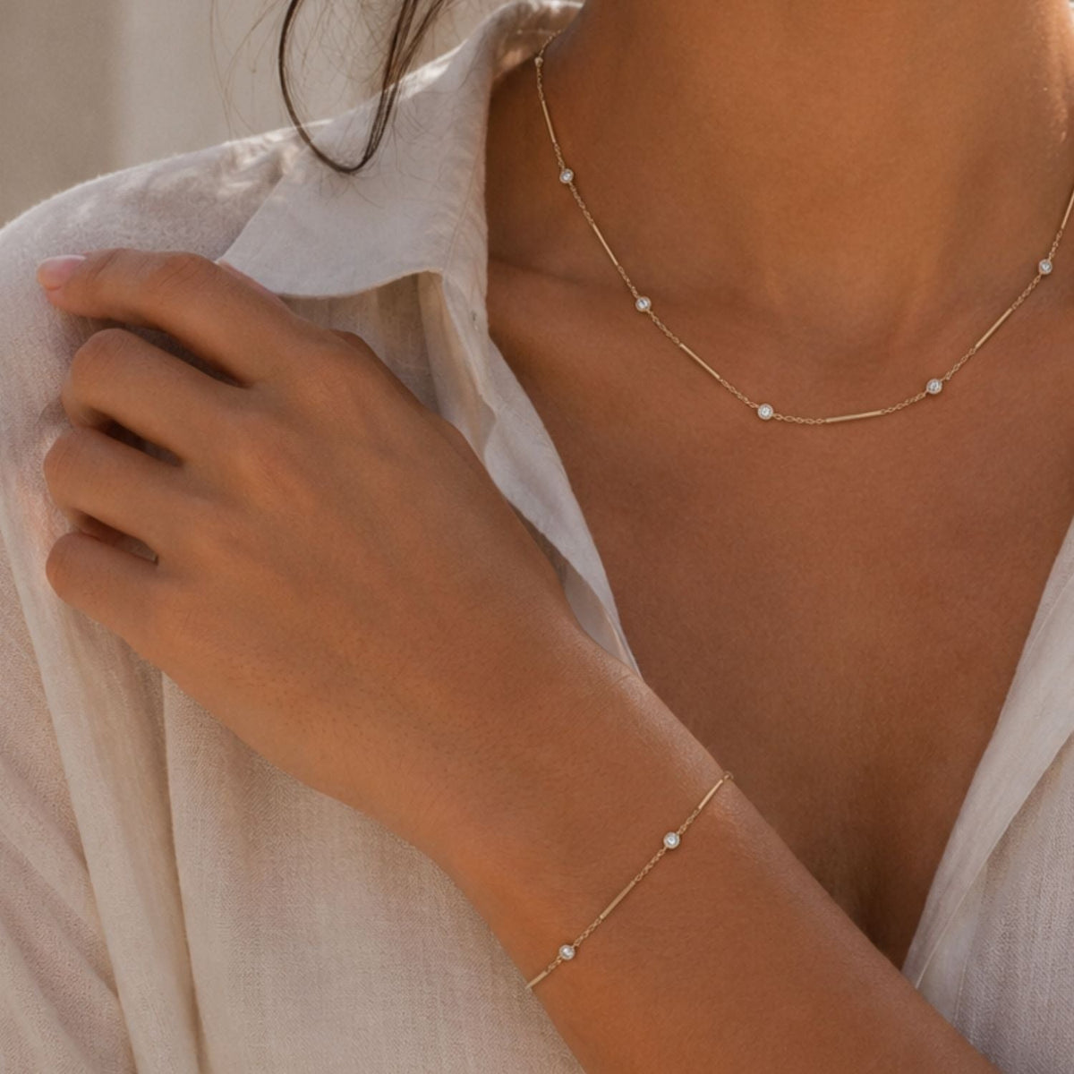 Light Beam Diamond Link Necklace