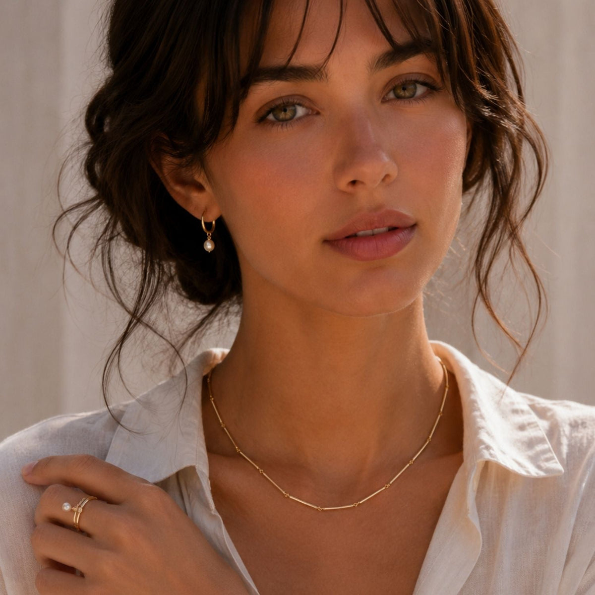 Light Beam Interval Gold Necklace