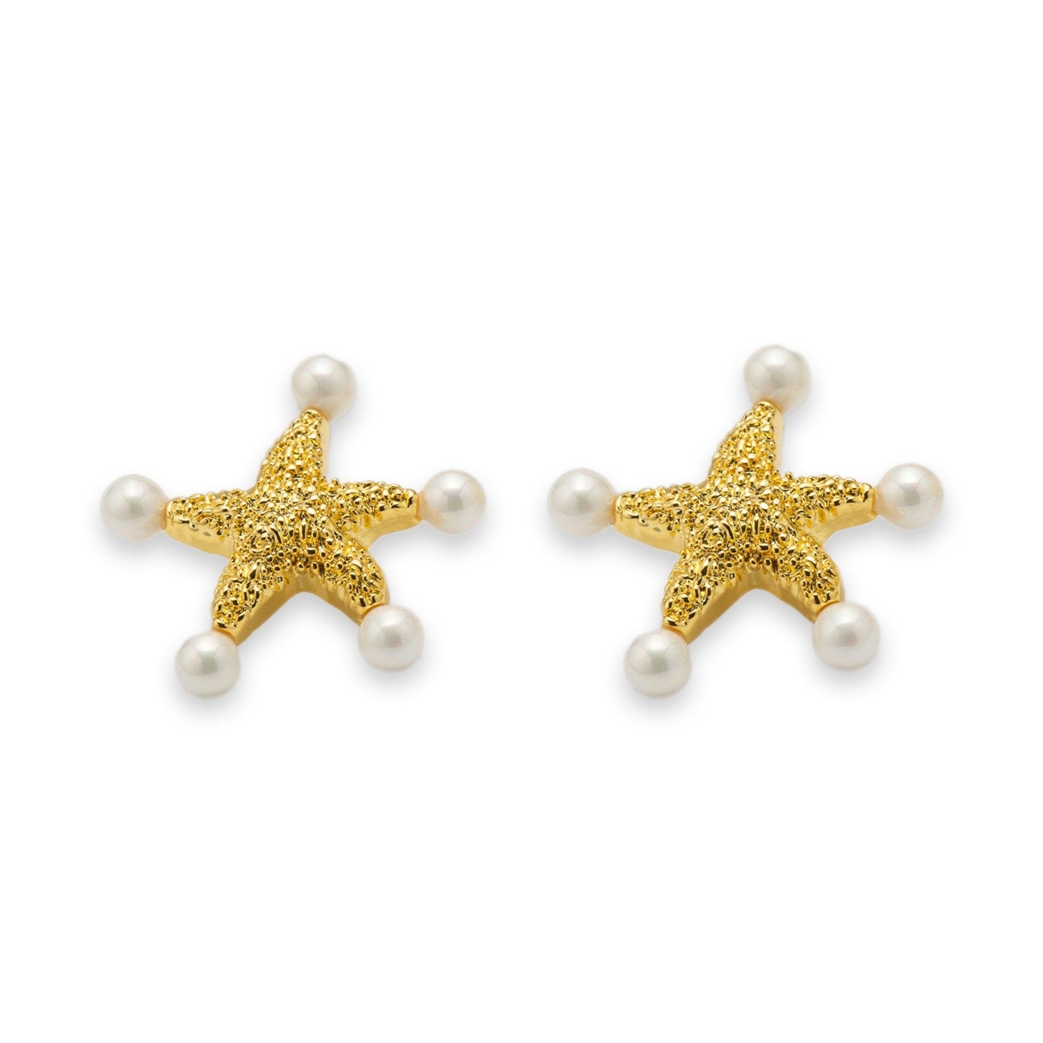 Lila Starfish Gold & Pearl Stud Earrings