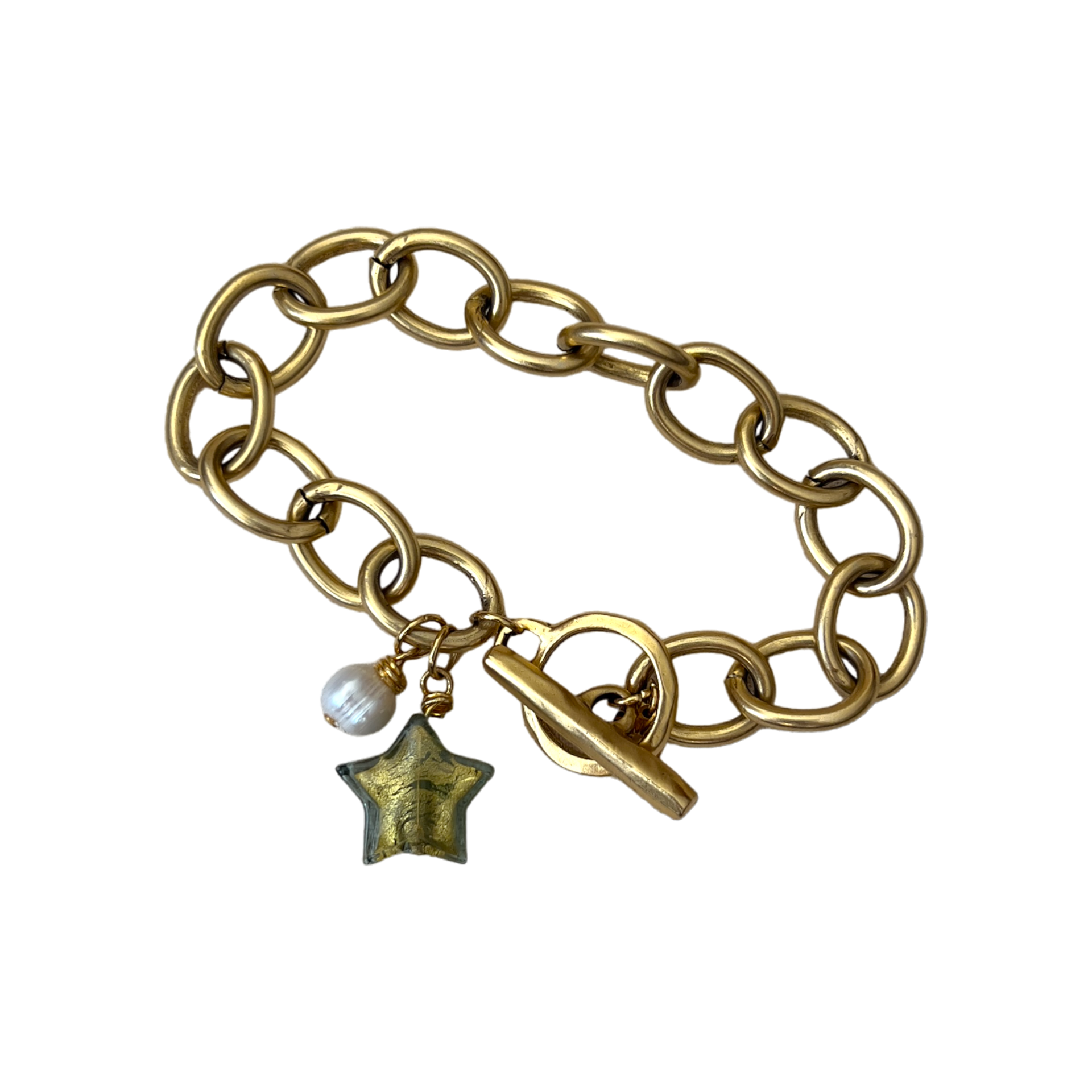 Lille Glass Star Bracelet - Olive Green