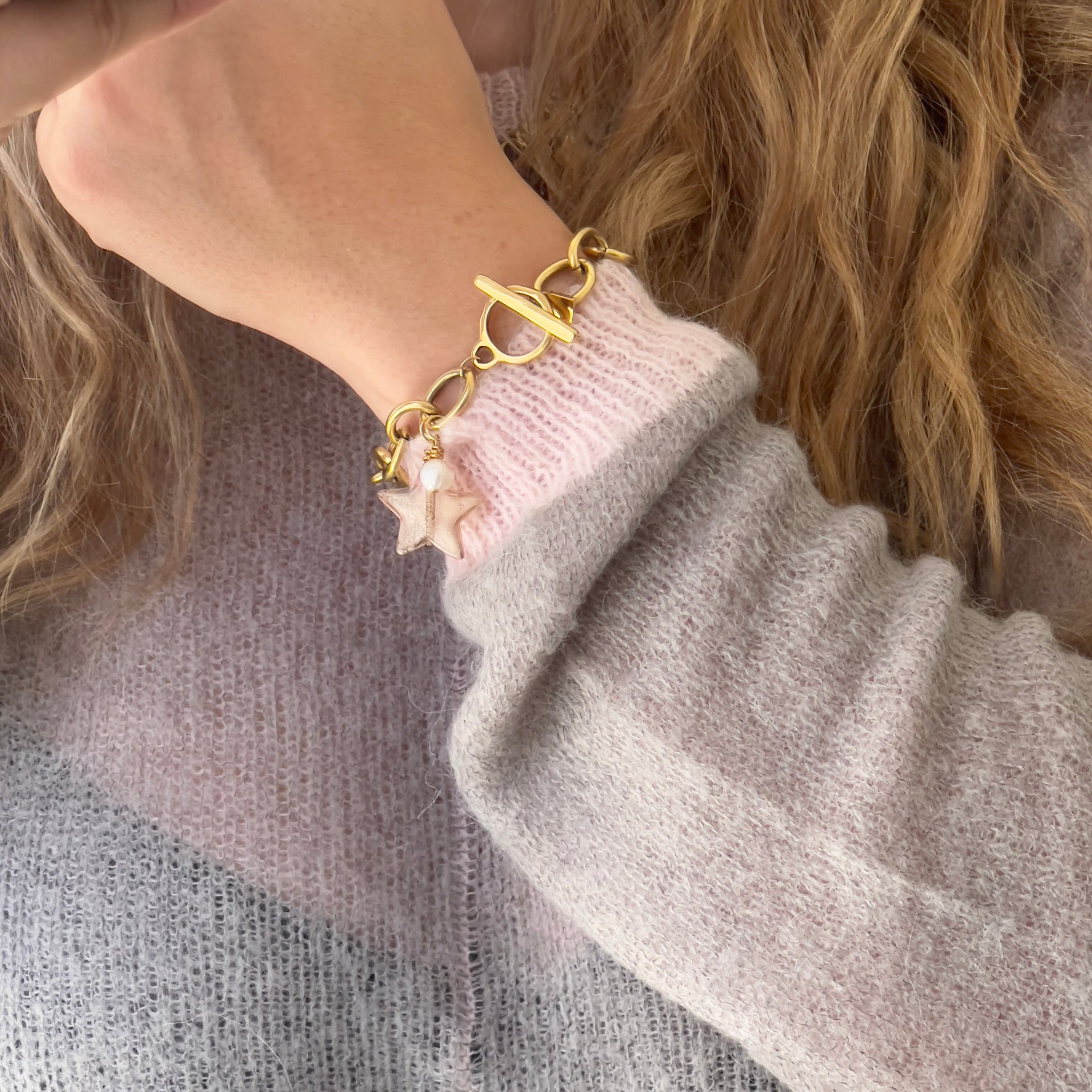 Lille Glass Star Bracelet - Olive Green