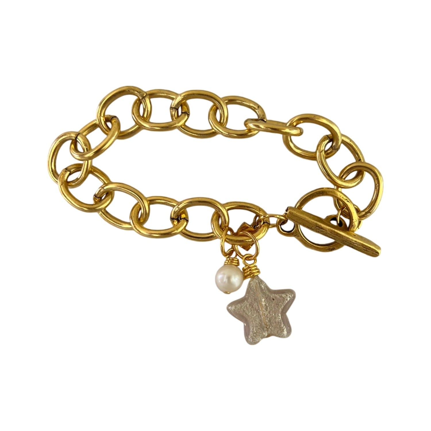 Lille Glass Star Bracelet- Pinky White