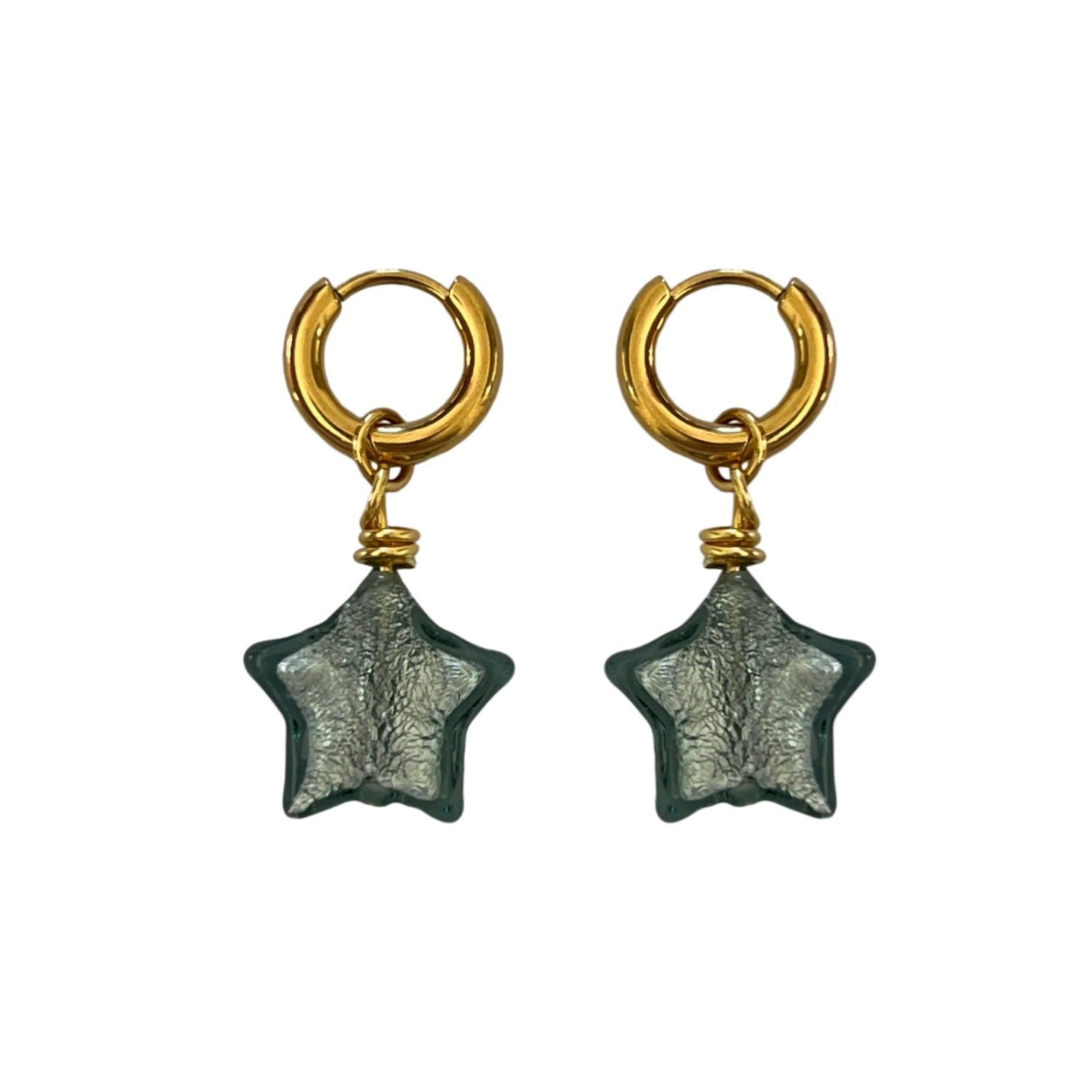 Lille Glass Star Earrings- Blue Steel