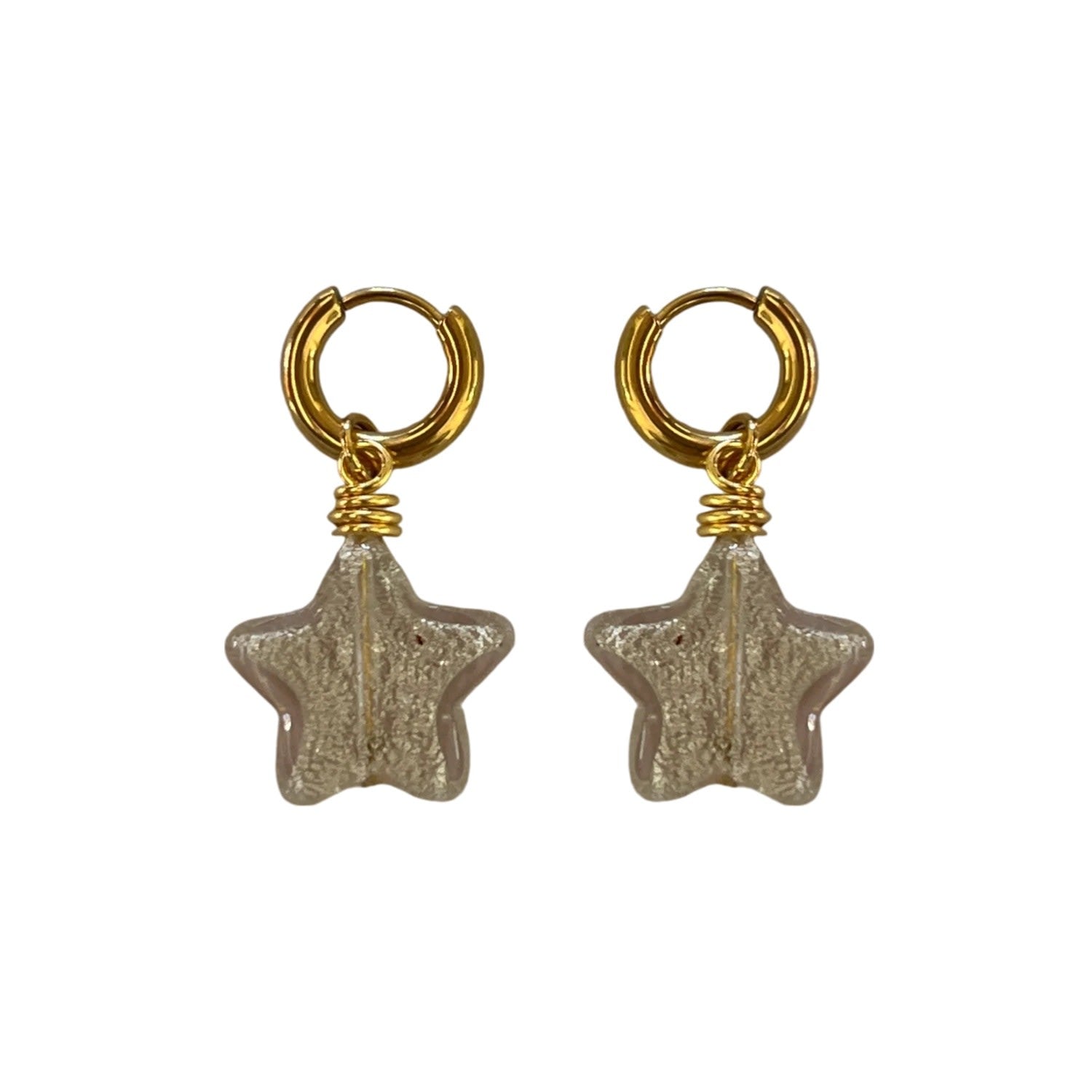 Lille Glass Star Earrings- Pinky White