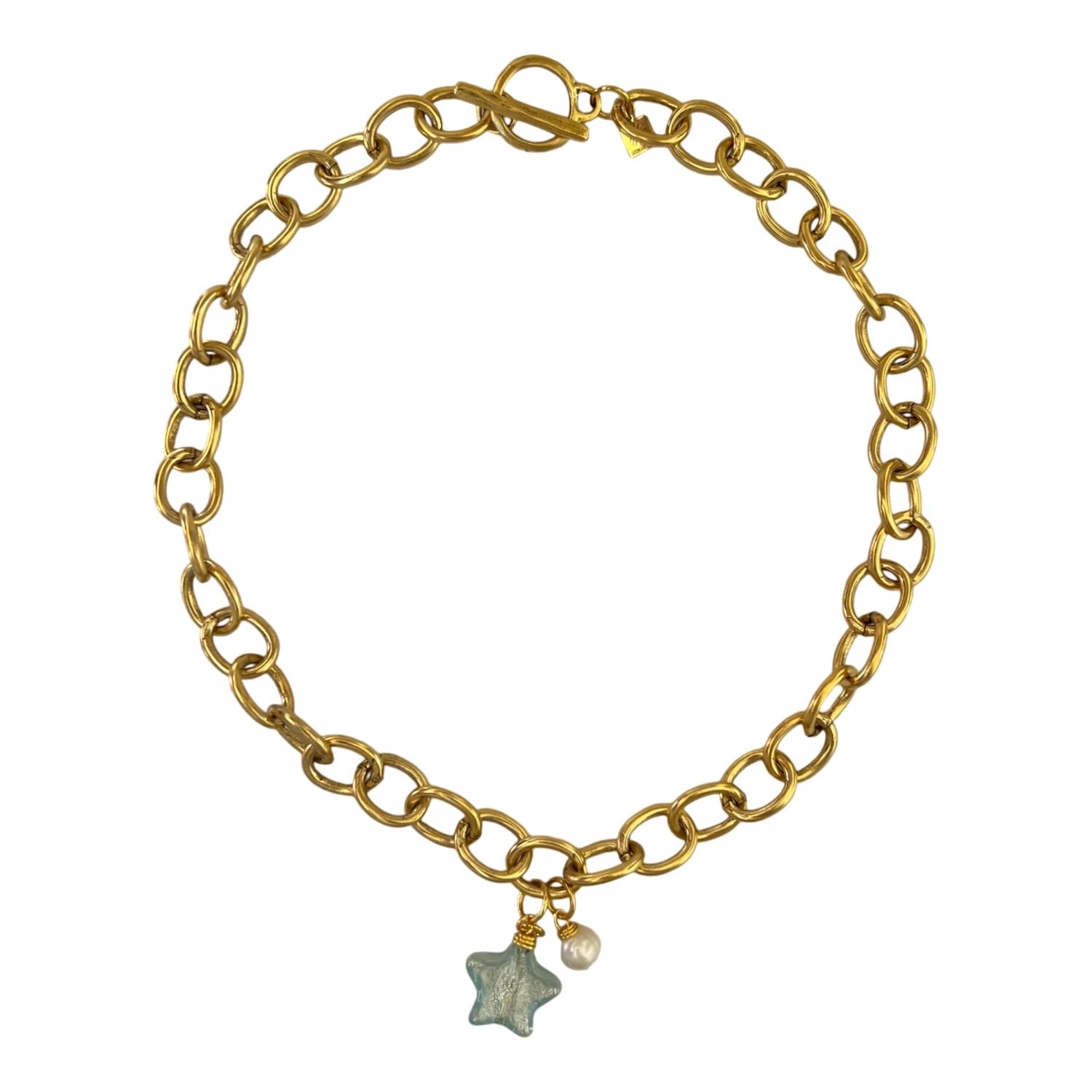 Lille Glass Star Necklace- Aquamarine