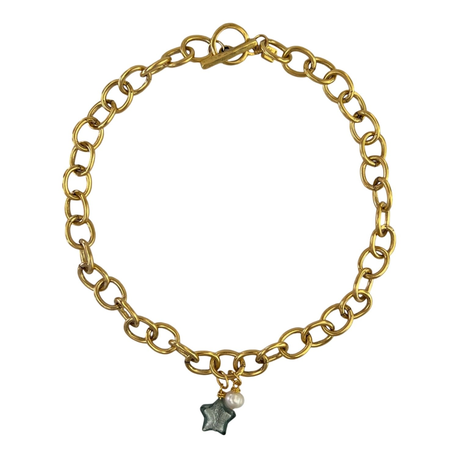 Lille Glass Star Necklace- Blue Steel