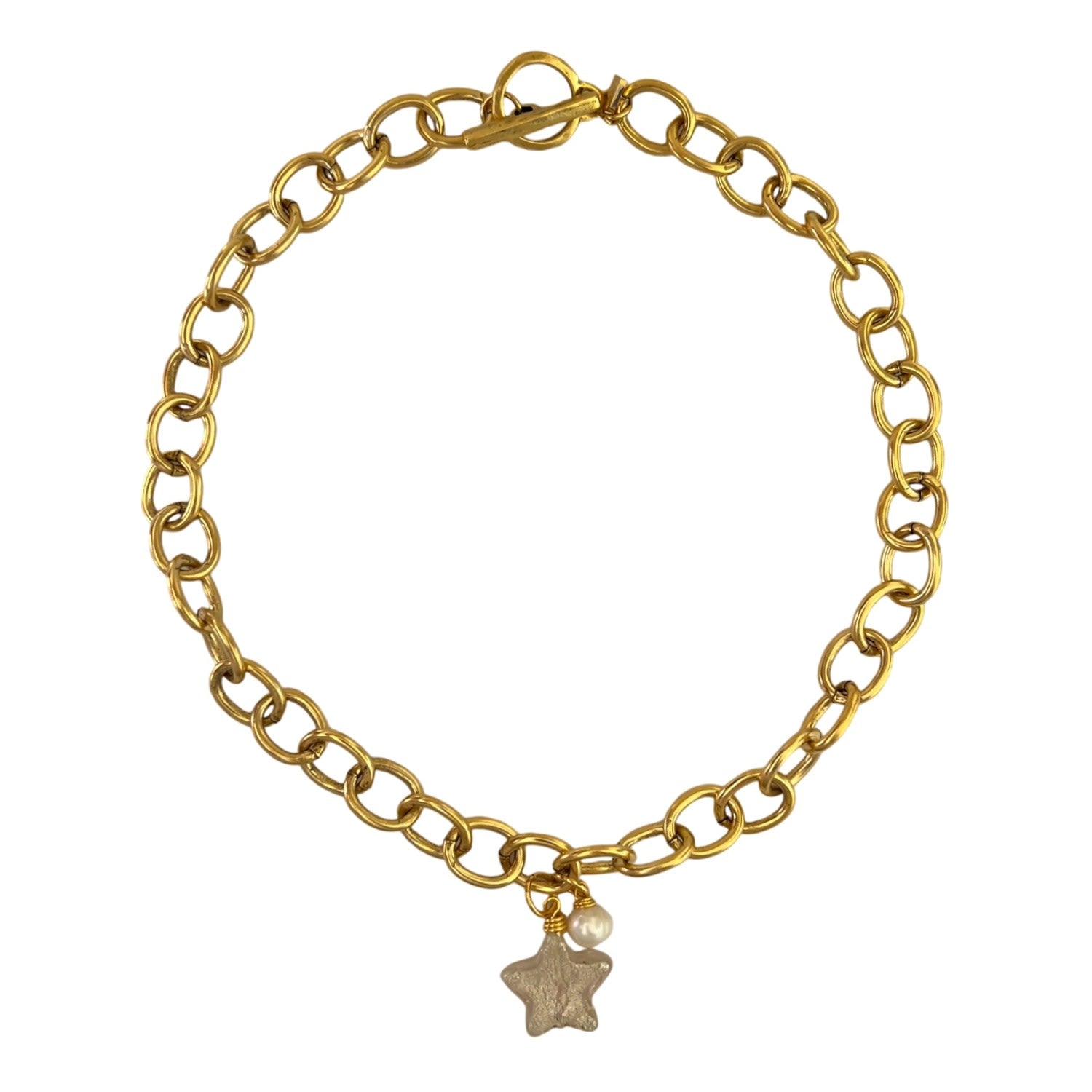 Lille Glass Star Necklace- Pinky White