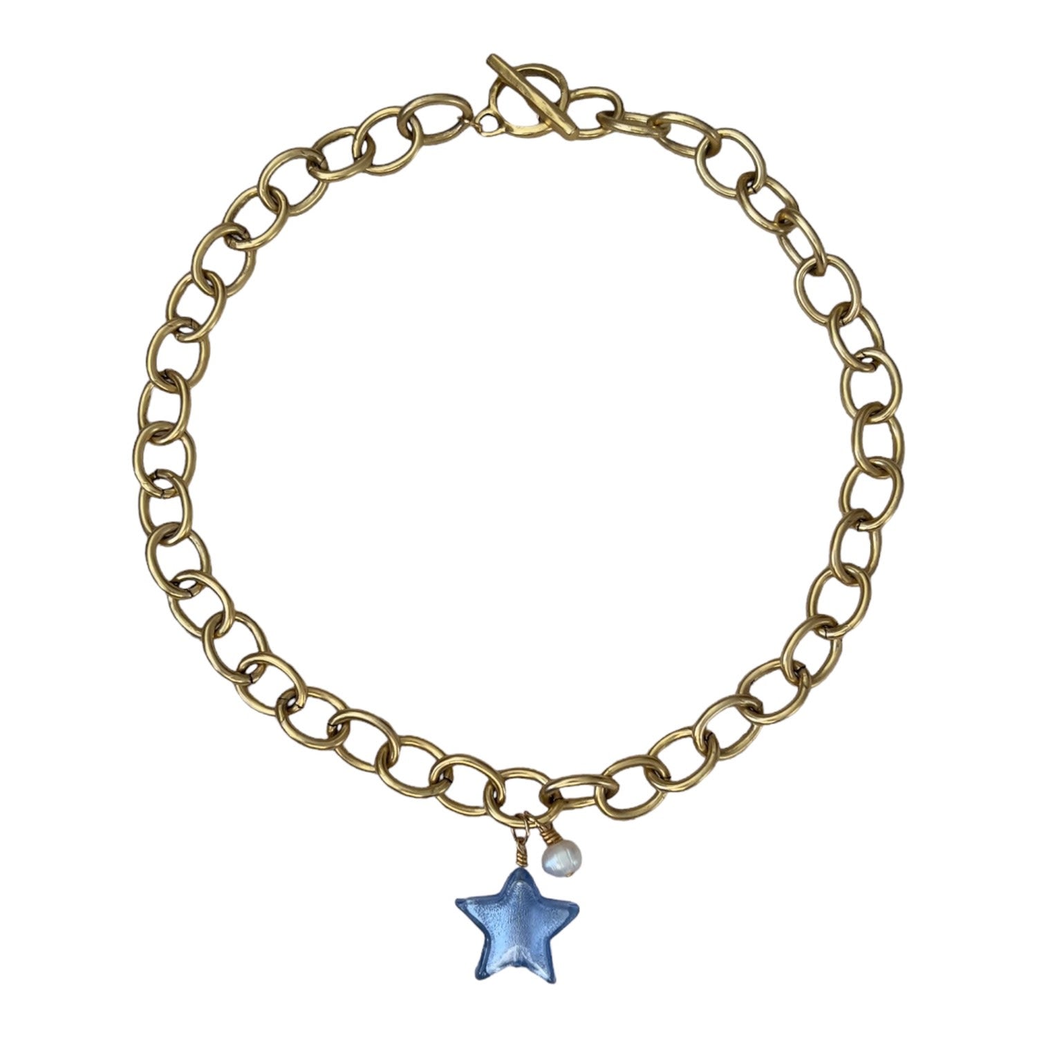 Lille Glass Star Necklace - Baby Blue