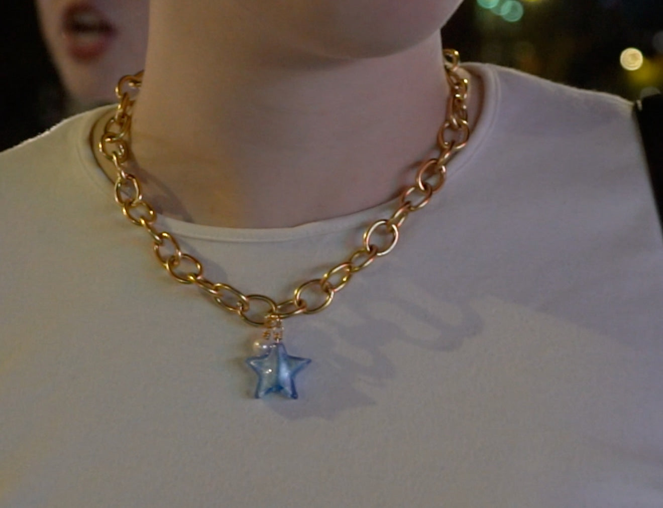 Lille Glass Star Necklace - Olive