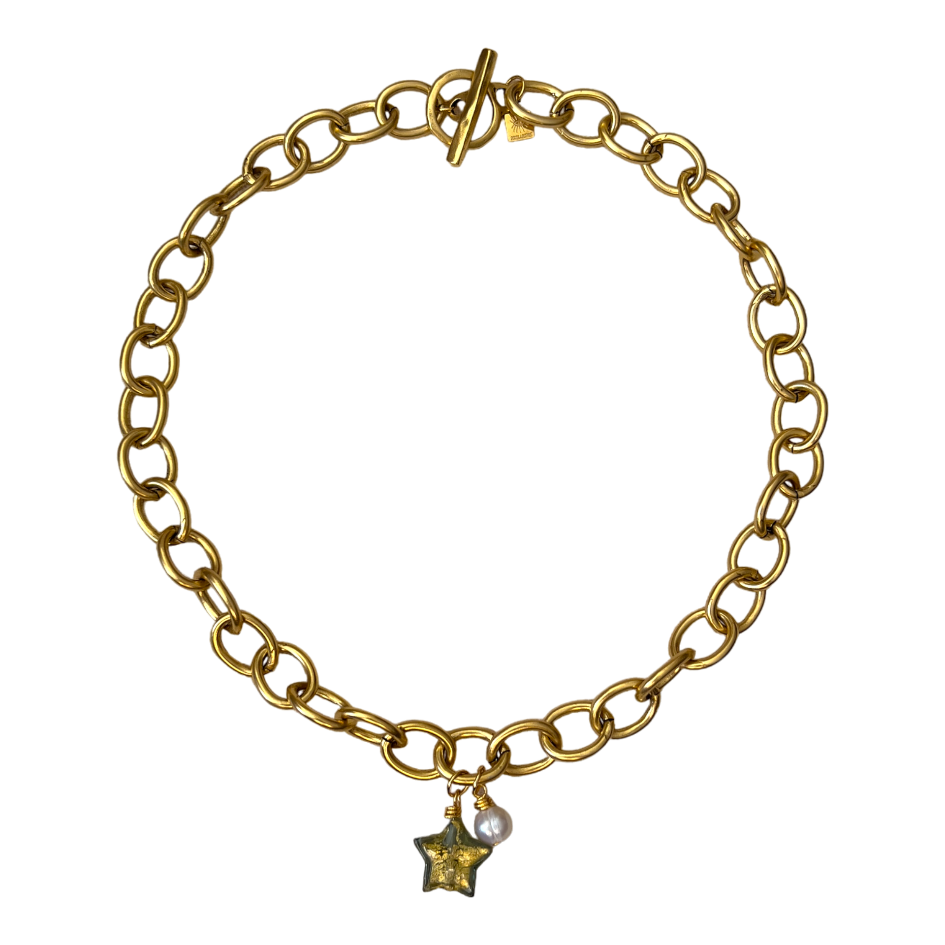 Lille Glass Star Necklace - Olive