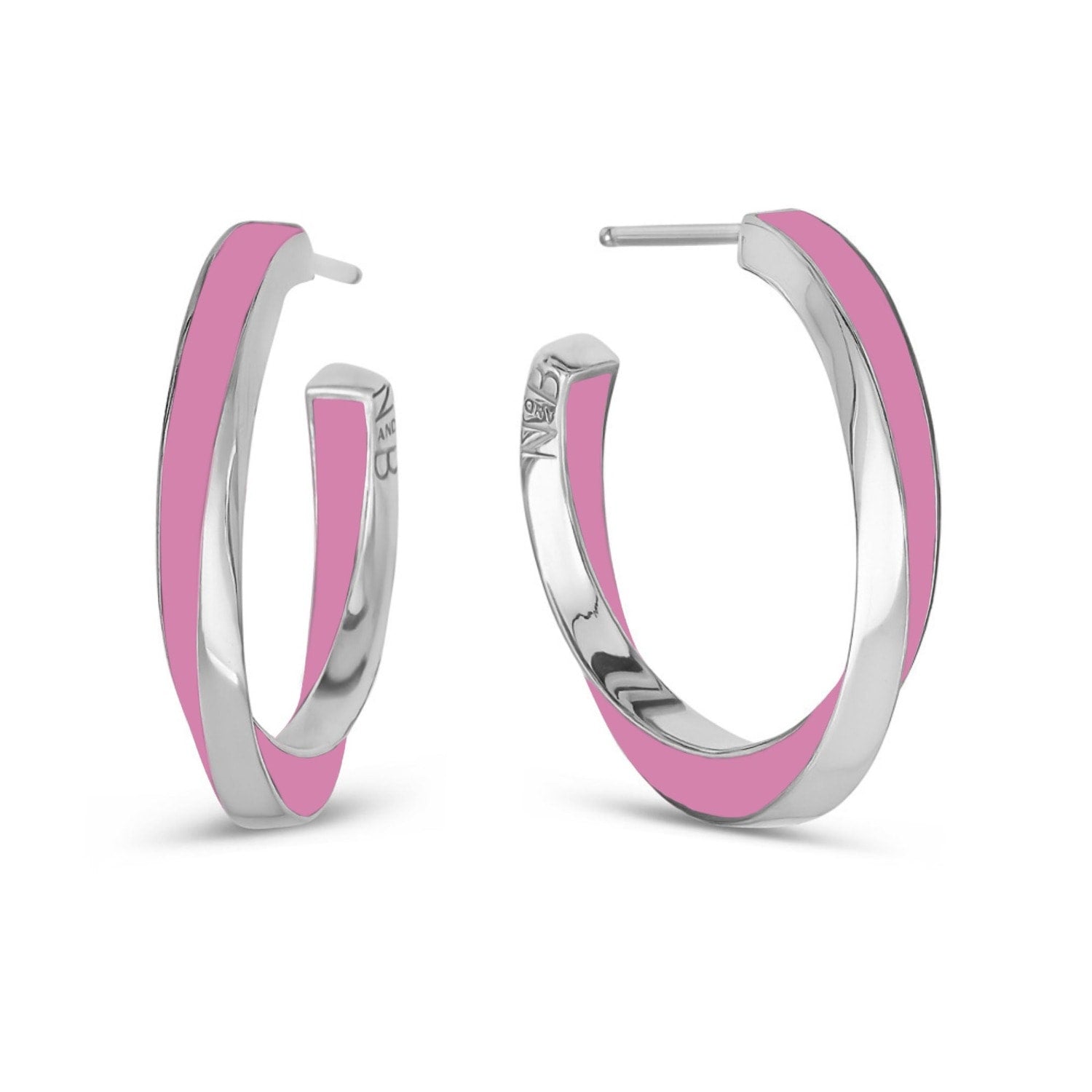 Lilo Color Petite Hoops In Silver - Pink