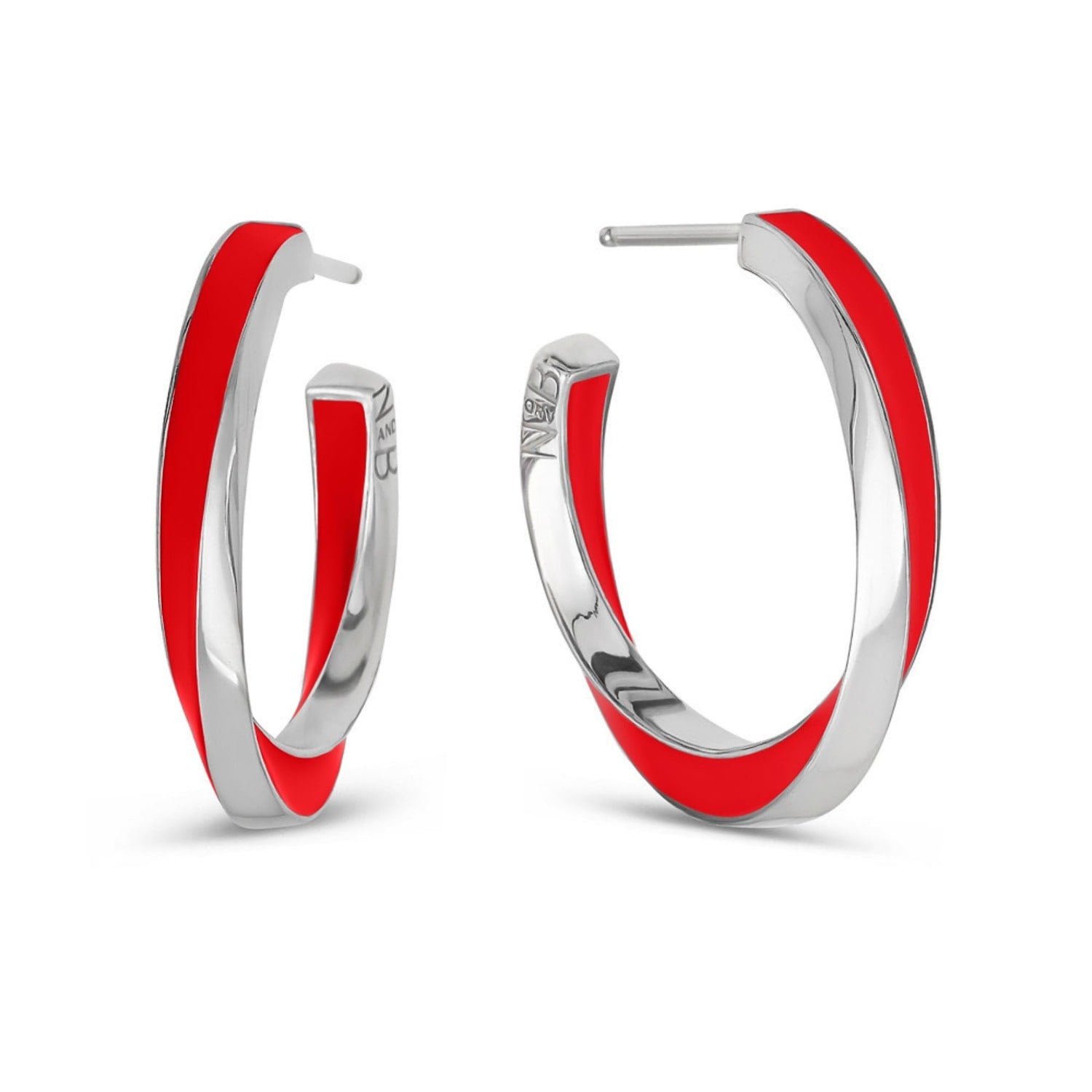 Lilo Color Petite Hoops In Silver - Red
