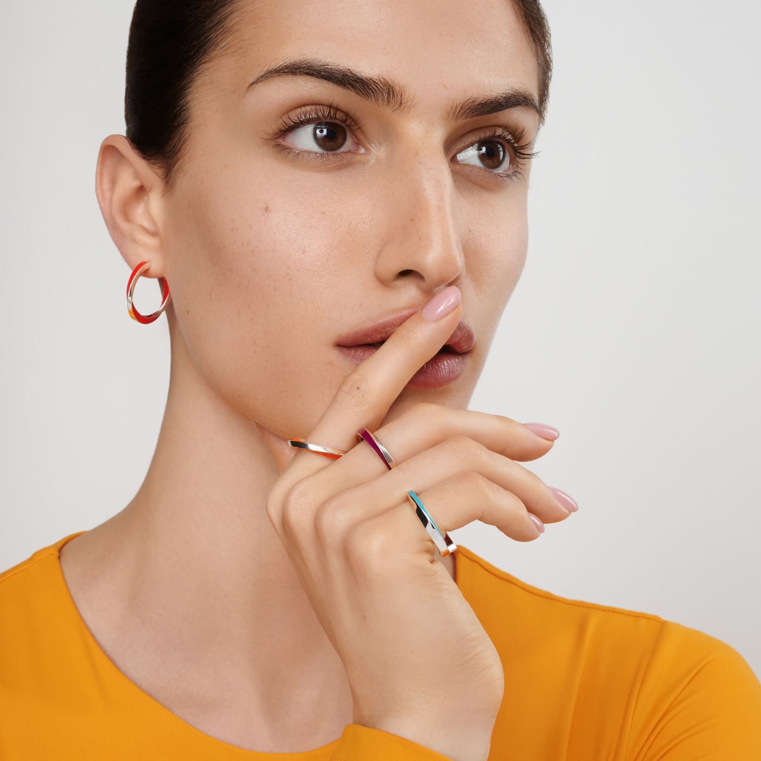 Lilo Color Petite Hoops In Silver - Purple