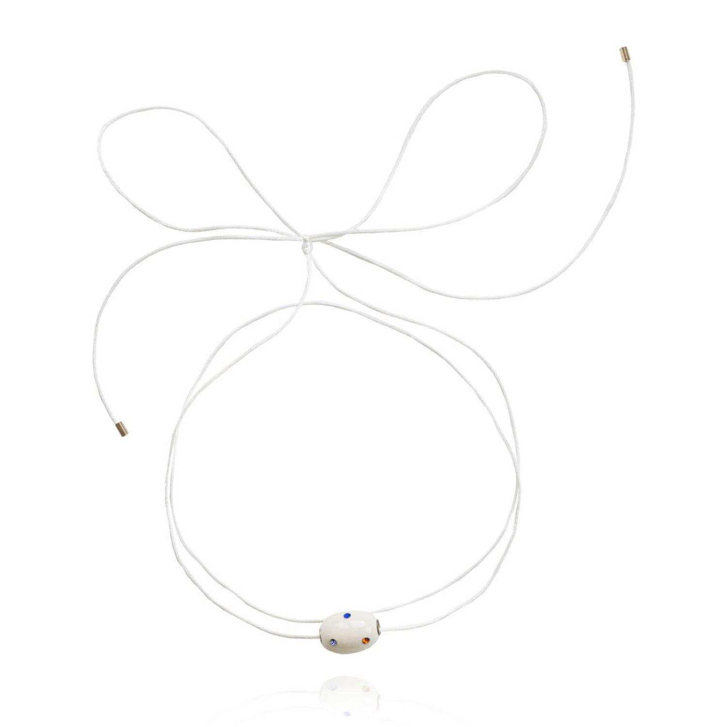 Lily Tie Necklace In Jet Cream