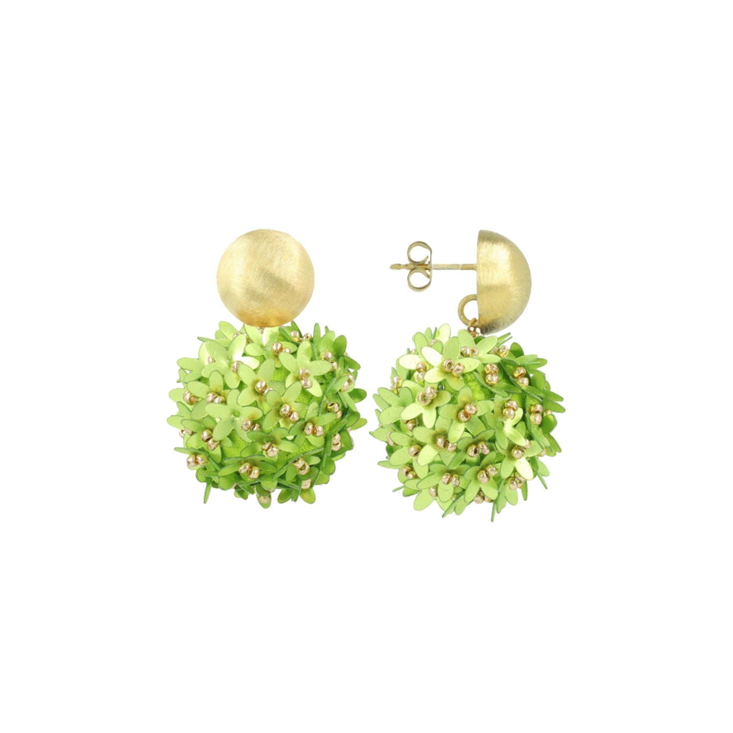Lime Earrings Daisy Flower Globe L