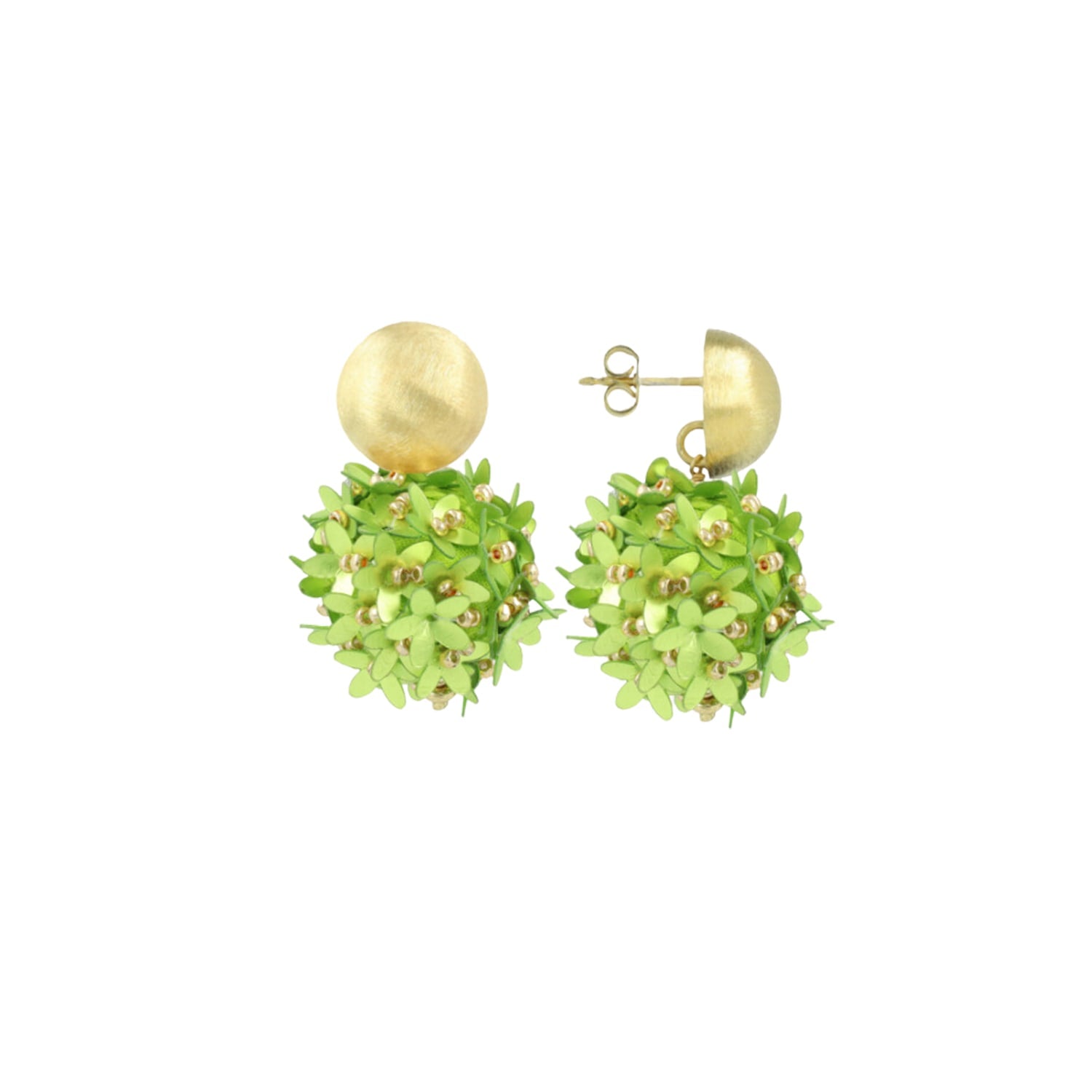 Lime Earrings Daisy Flower Globe S