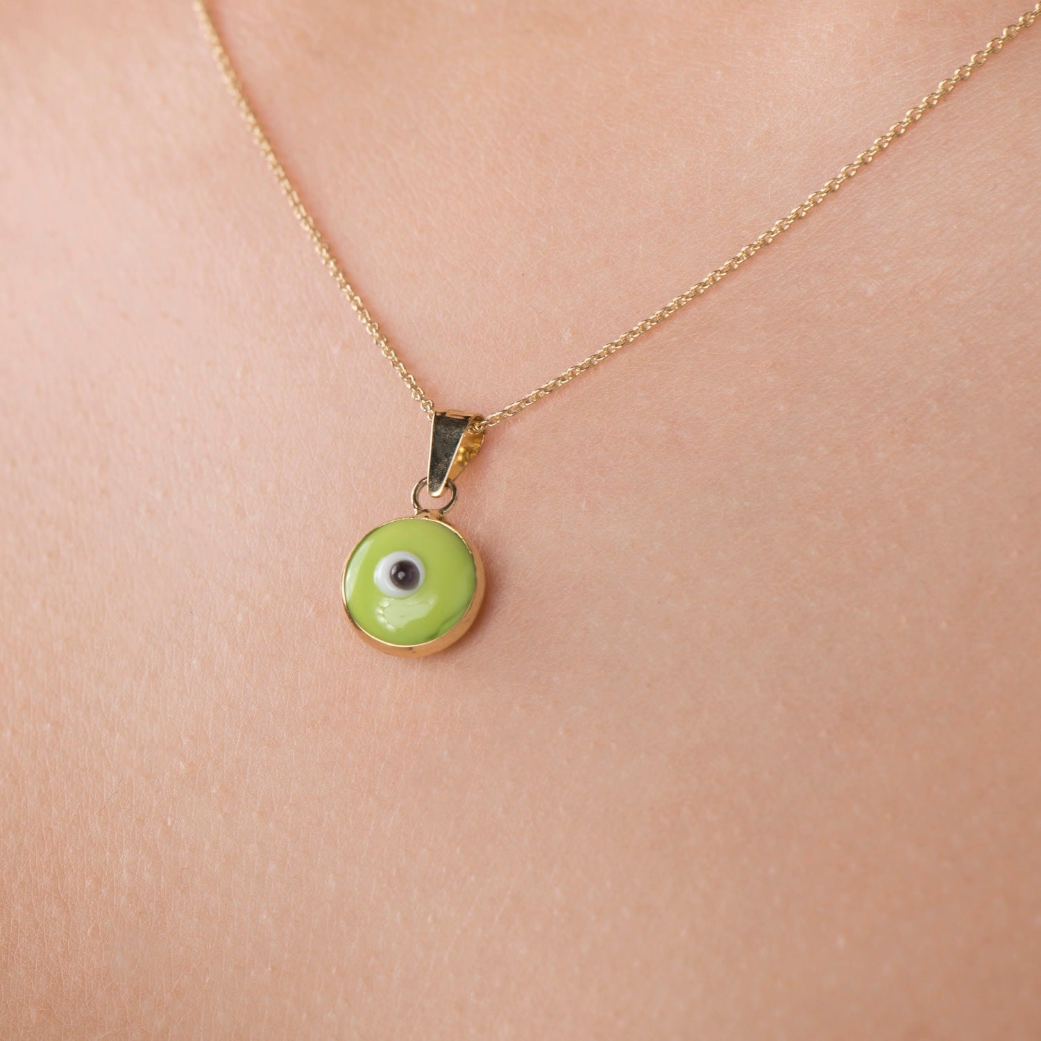 Lime Green Evil Eye Pendant / Your Lucky Charm