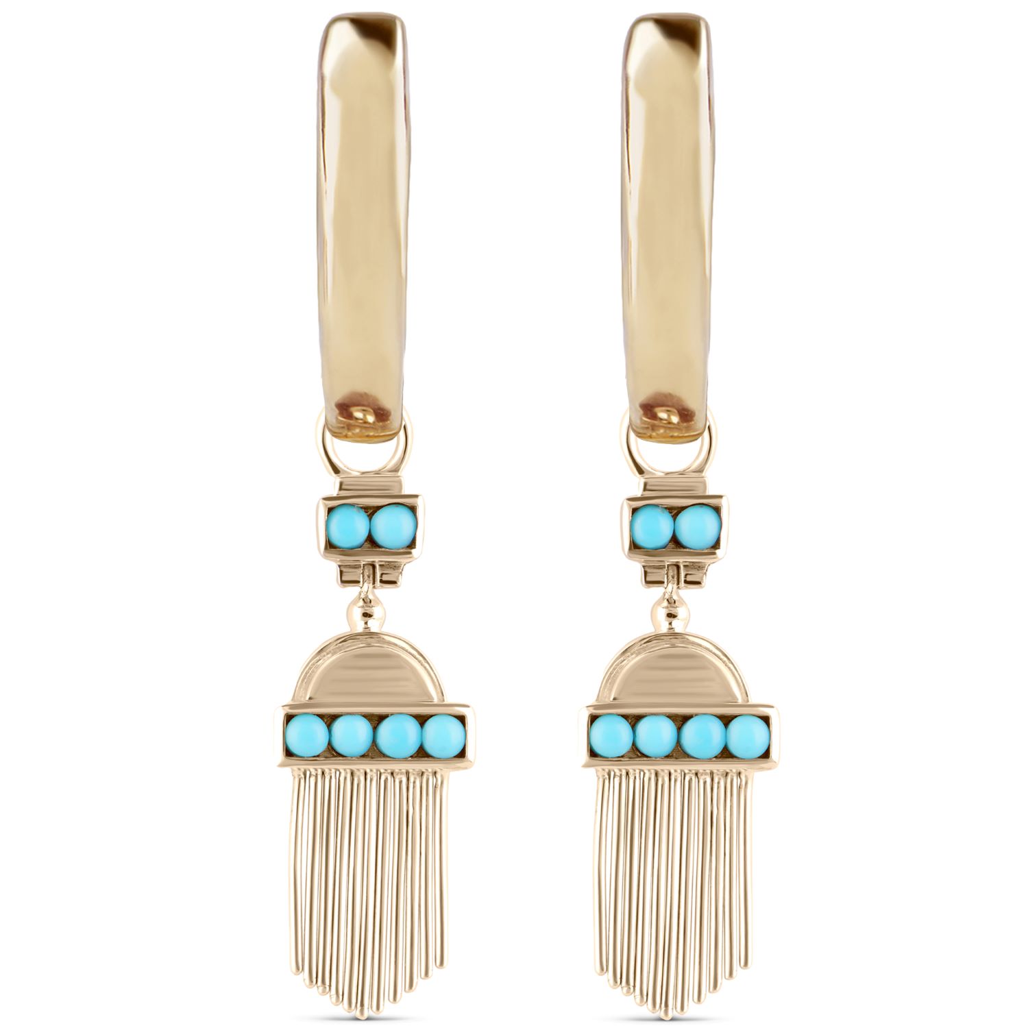 Limited Edition Aztec Turquoise Hoop Earrings 9K Gold