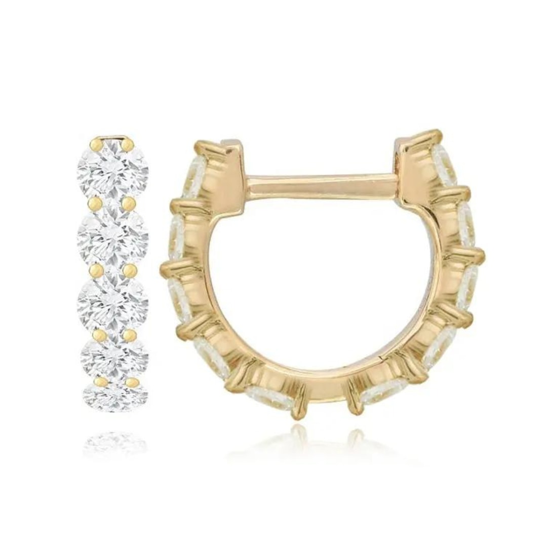 Zirconia Small Huggie Hoop Gold Vermeil Earrings